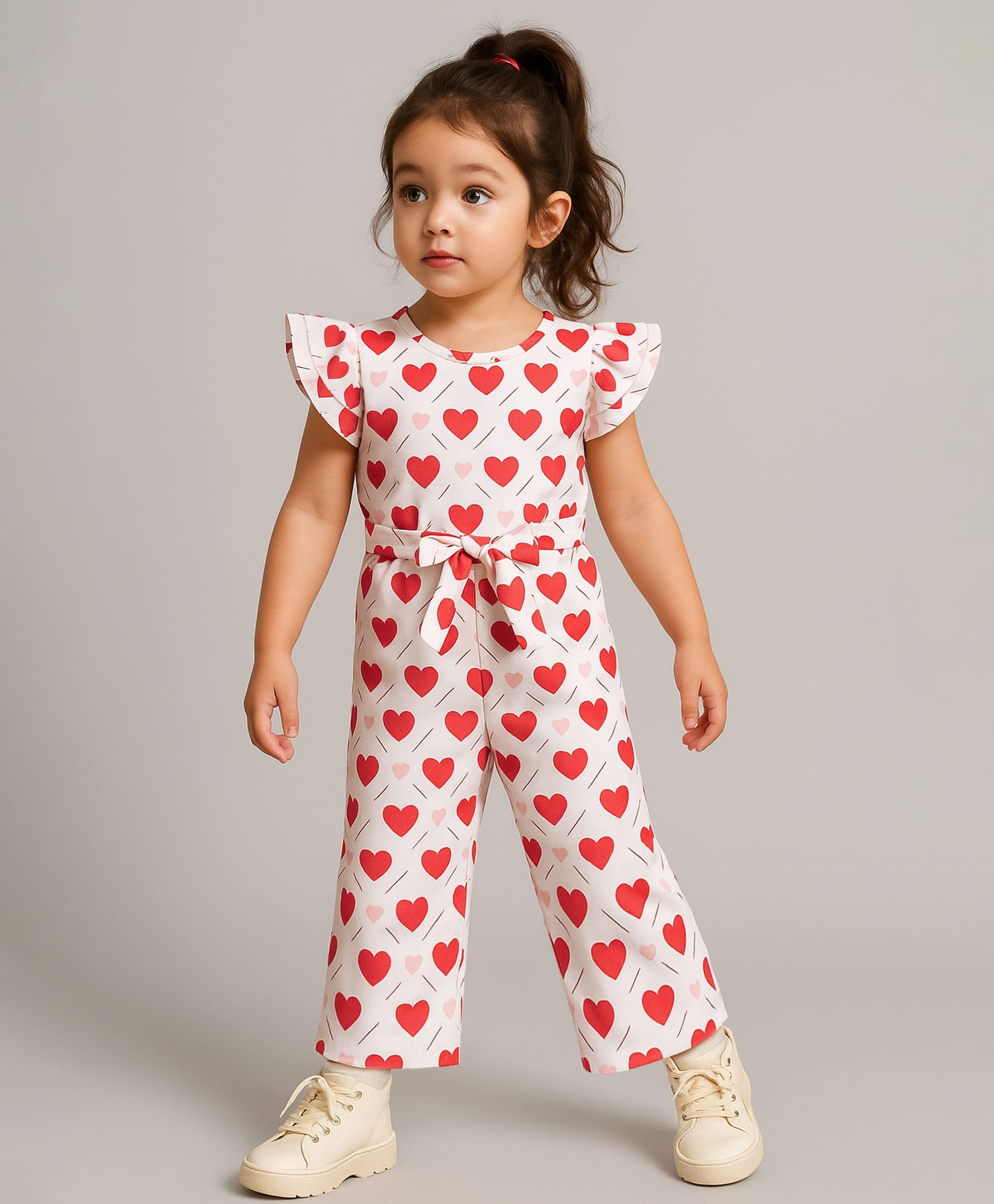 Mark & Mia Cap Sleeves Jumpsuit with Hearts Print - Pink-image-15