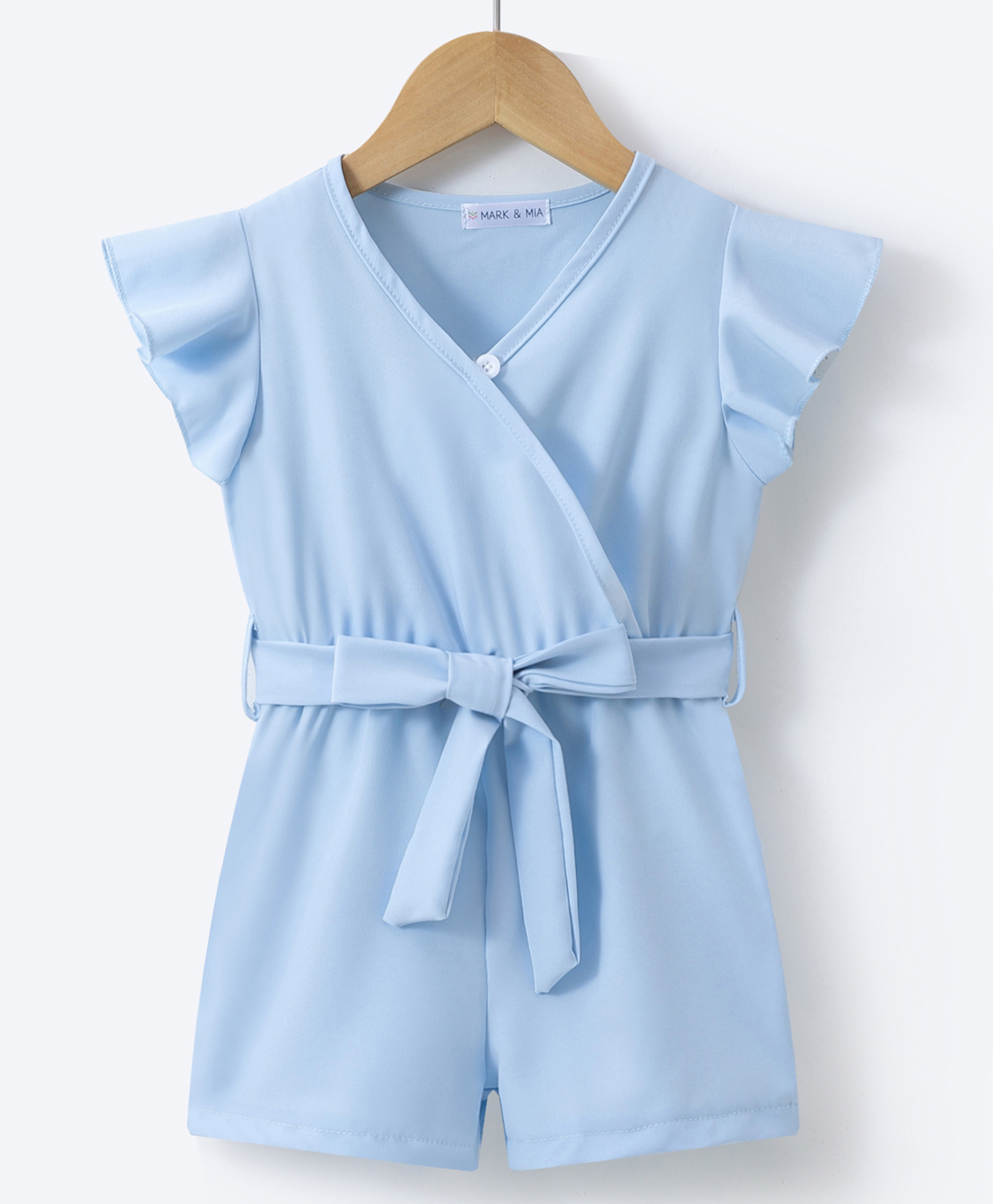 Mark & Mia Frill Sleeves Solid Color Jumpsuit - Light Blue-picture-12
