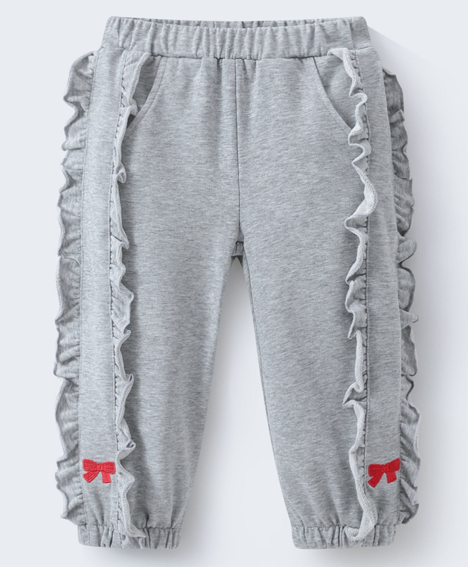 Mark & Mia Full Length Cotton Trouser With Frill Detailing & Bow Embroidery - Grey-picture-37