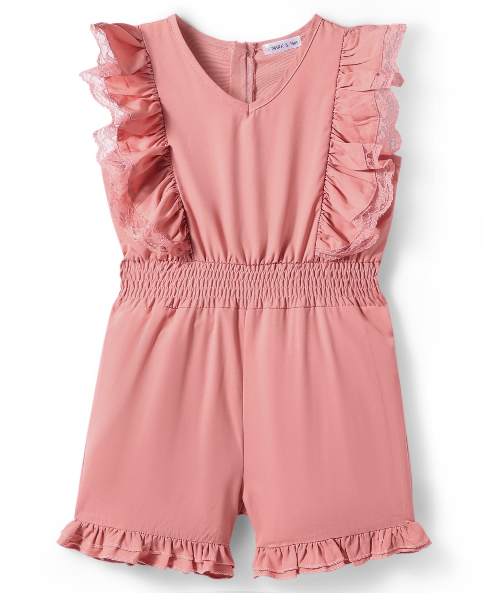 Mark & Mia Frill Sleeves Jumpsuit with Smocking & Frill Detailing - Pink-picture-18