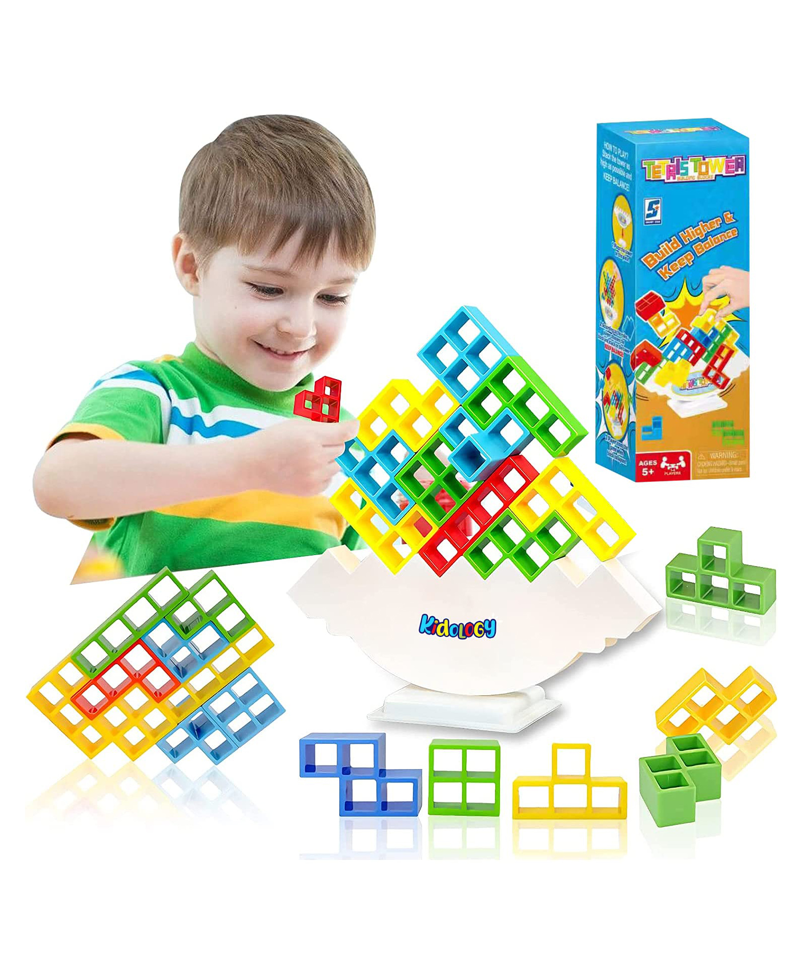 Kidology Board Games for Kids Tower Balance with 16 Pc | Construction Building Blocks Set for Children Inspiration-image-21