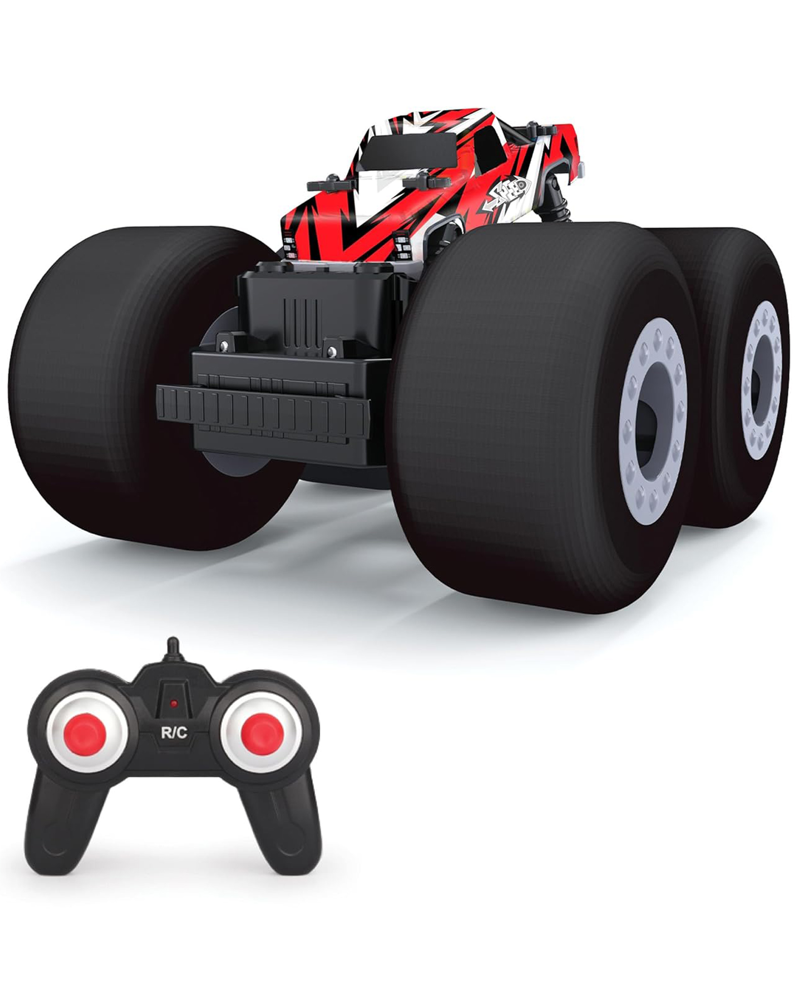 Playzu 1:14 Remote Control Car - Soft Wheel 2.4 GHz, Monster Stunt Truck Car with Powerful Li-ion Rechargeable