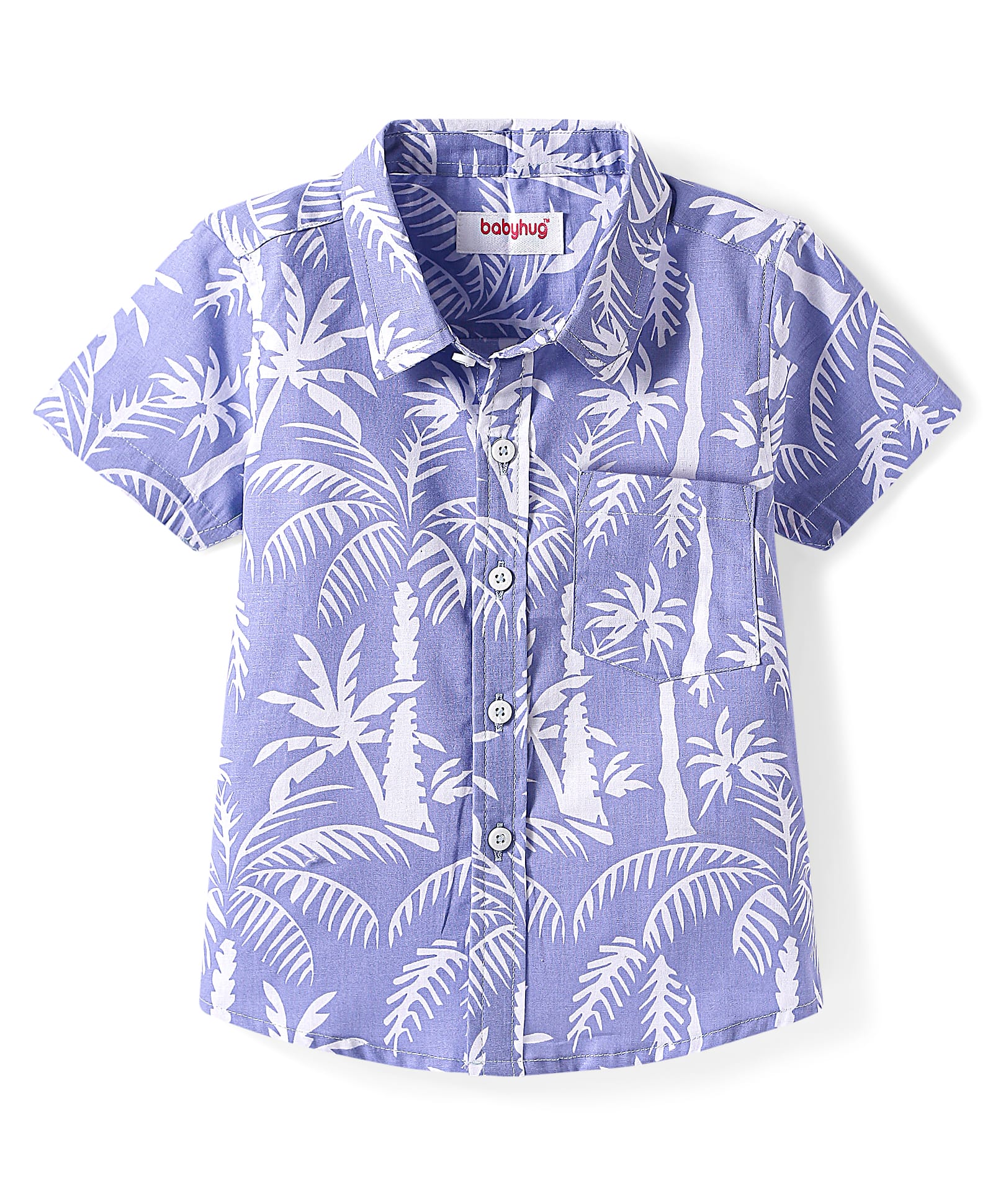 Babyhug Cotton Woven Half Sleeves Shirt With Tropical Print - Blue-picture-27