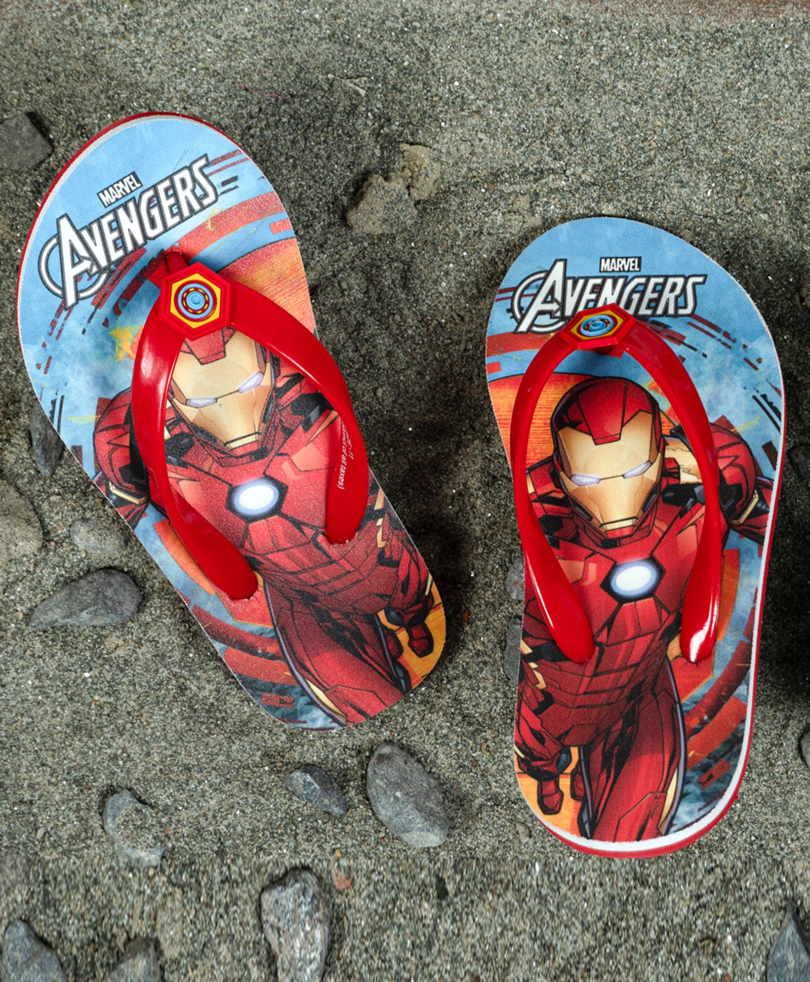 Toothless Avengers Featuring Iron Man Designed Flip Flops - Red & Blue-picture-14