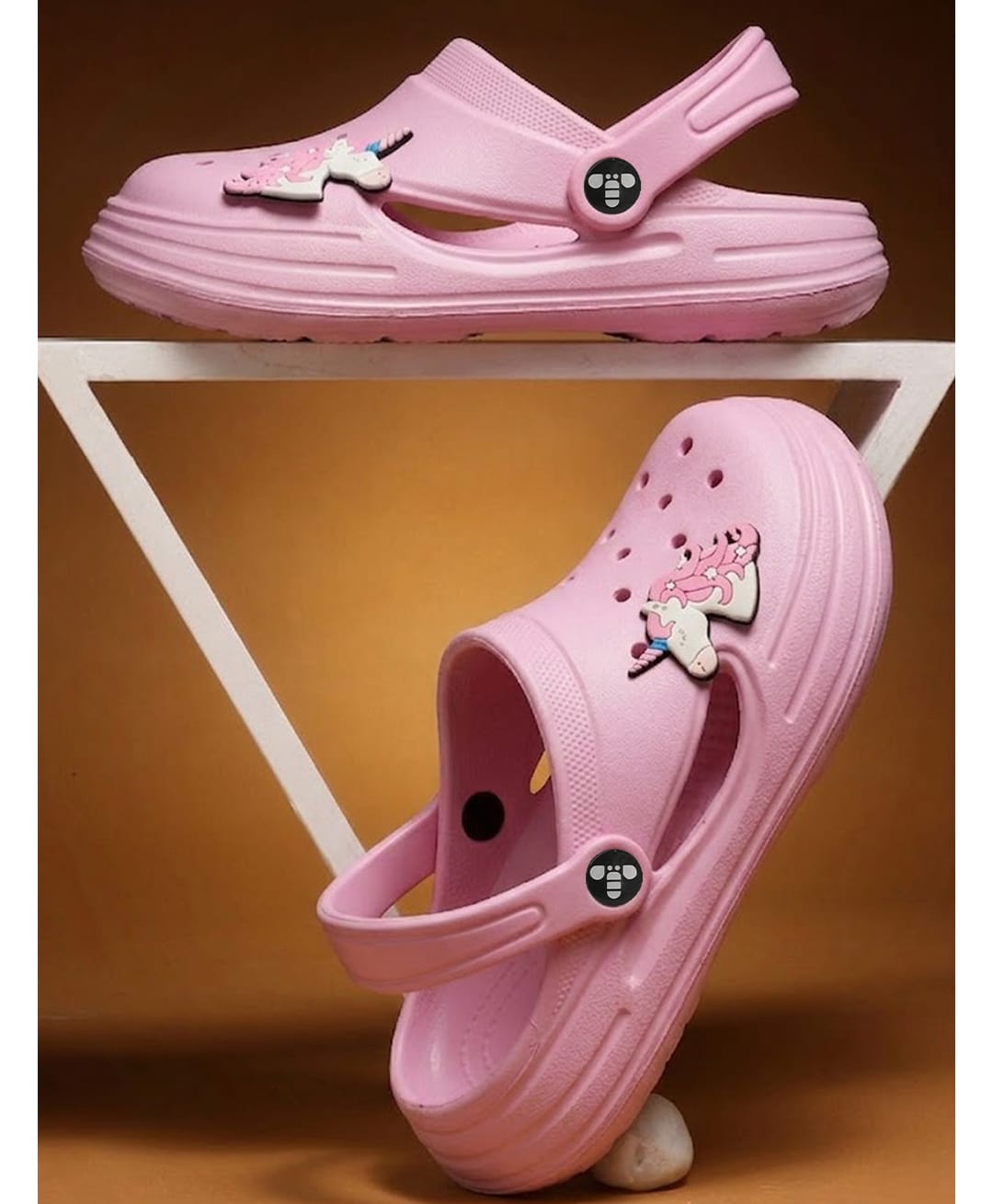 Toothless Unicorn Applique Detailed Perforated Clogs - Pink-picture-17