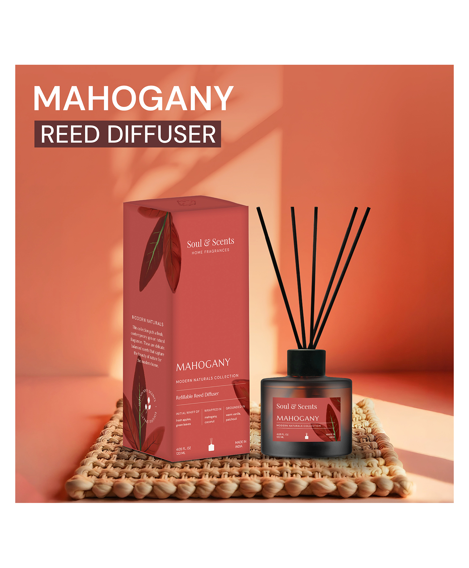 Soul & Scents Mahogany 120ml Reed Diffuser-image-35