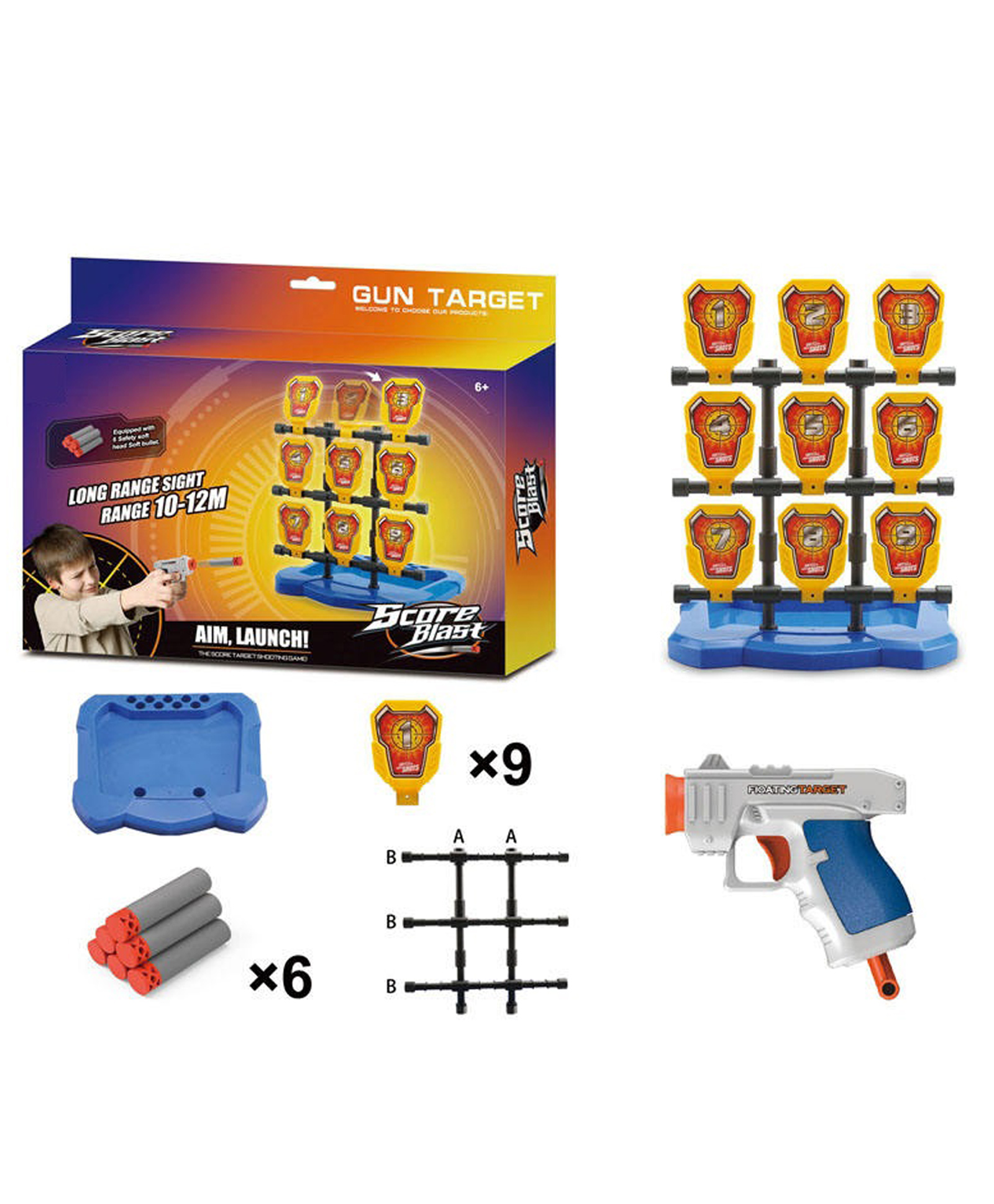 Sanjary Combined Target Set Shooting Score Blast Aim Launch Gun Target Game Toy for kids color design may vary-image-10