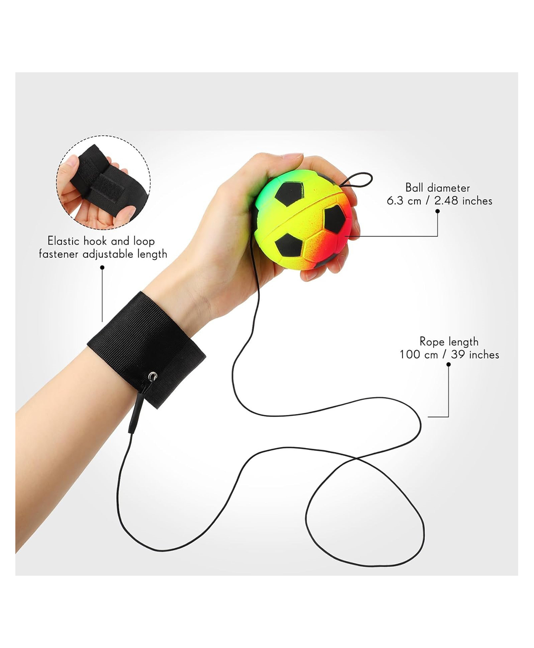 Sanjary Wrist Return Ball Wrist Band Ball Rubber Rebound Ball Sports Bouncy Ball color design may vary-picture-13