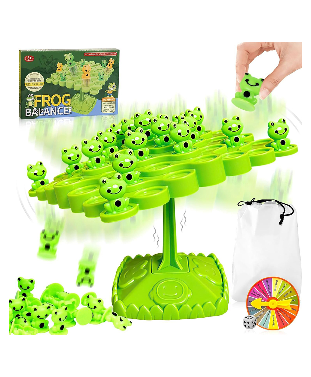 Sanjary Balance Board Game Balance Tree Frog Stacking Game, Educational Development Tabletop Game Toy color for kids color design may vary