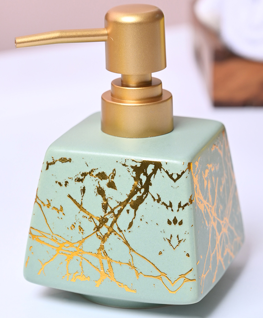 Voncasa Ceramic Cyan Soap Dispenser(320 ml)-image-36