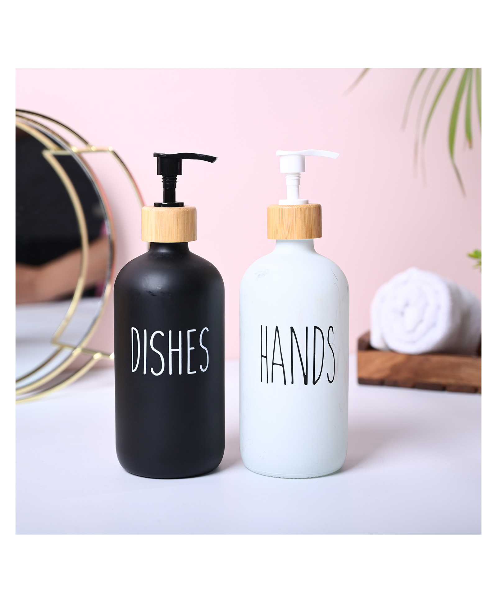 Voncasa Durable Soap Dispenser Set of 2 - Hands & Dishes (400 ml)-image-18