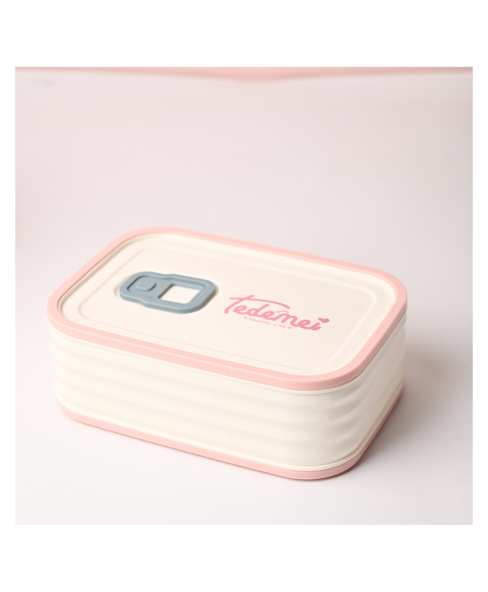 VONCASA White & Pink color Lunch Box (580ml) | Plastic Lunch Box With Rectangular Shape and Glossy finish | Lunch Box for school & Office | Airtight Lunch With Plain Design-picture-6