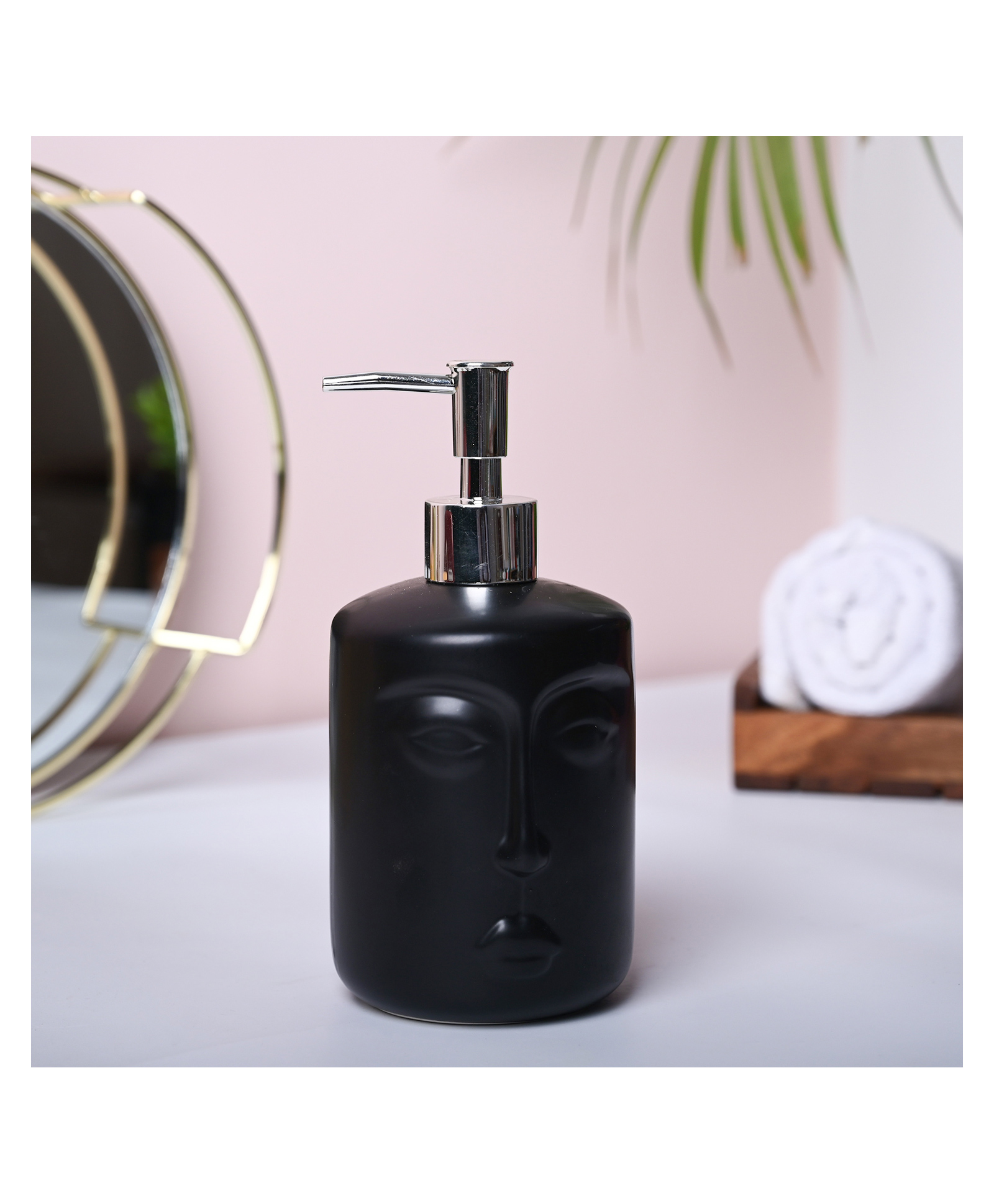 Voncasa Black Matte Face Soap Dispenser - Cylindrical Shape (550 ml)-image-33