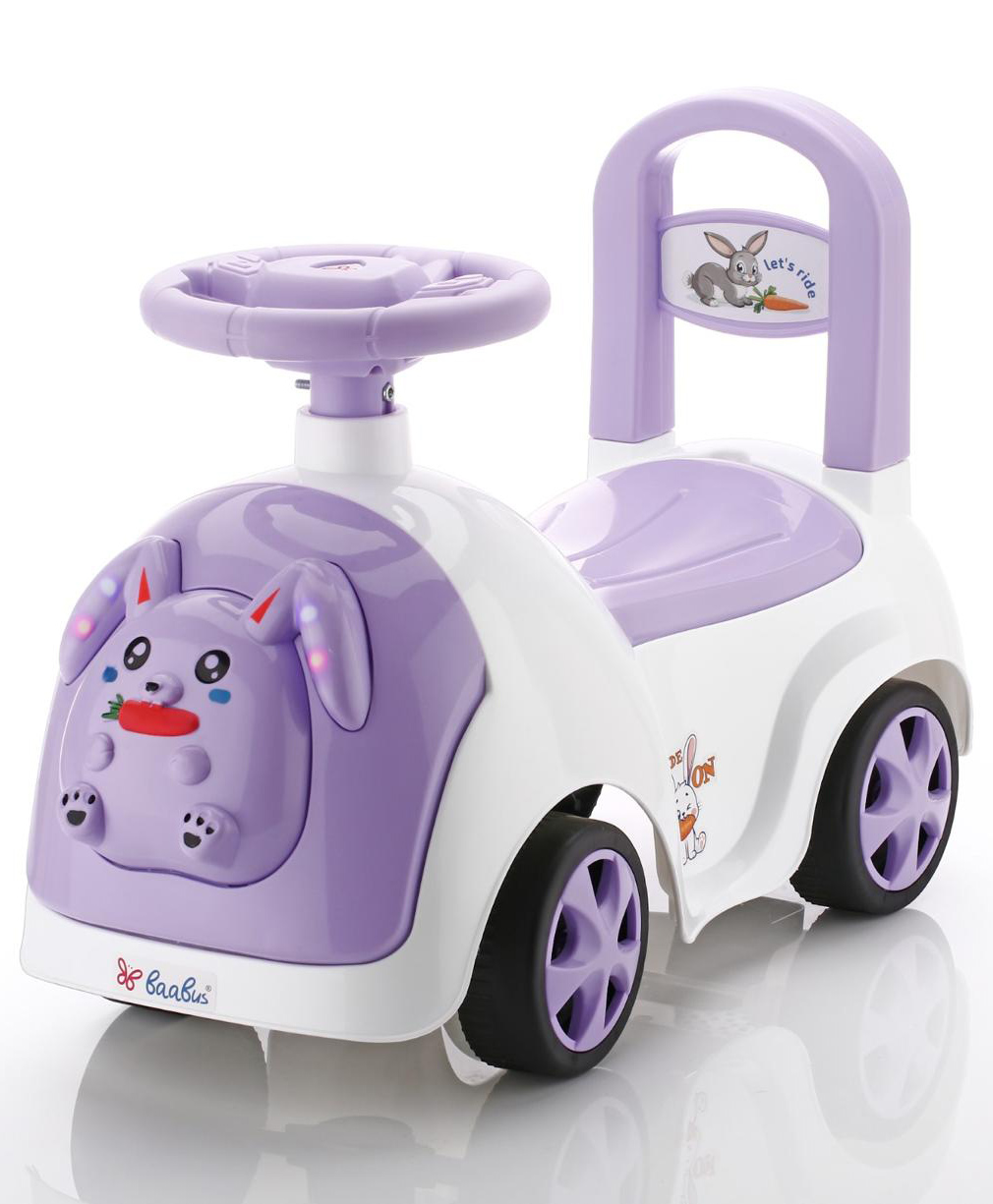 JoyRide Baby RABBIT Ride On with LED Lights & Music - Big Backrest - Under Seat Storage Utility Box - Rider for Kids - Boys - Girls