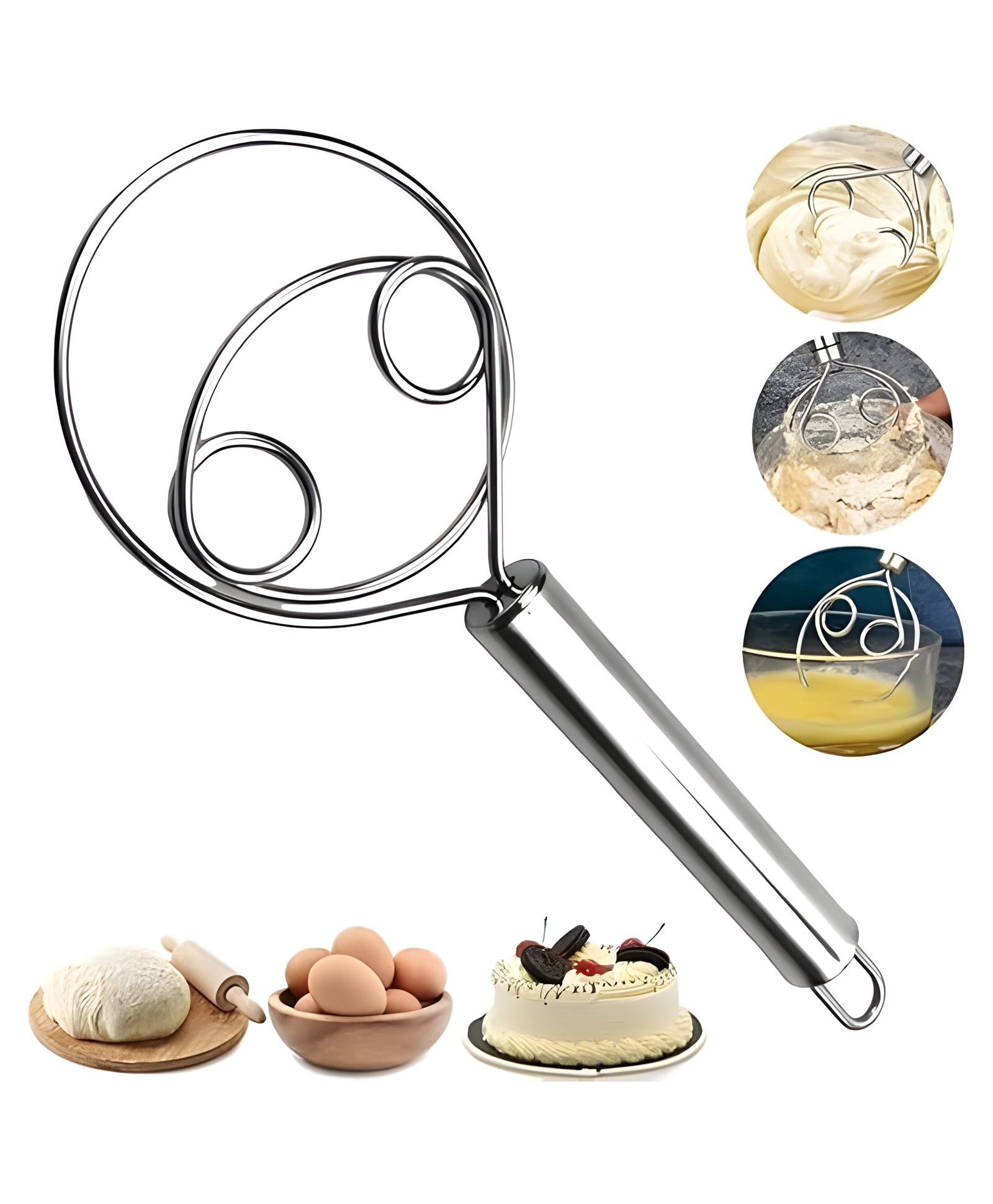 COZY VIBES Stainless Steel Mixer, Flour Cake Mixer, Kitchen Hand Mixer, Non-Stick Quick Whisk Egg Whisk, Baking Tools, KitchenAccessories - SET OF 2 - COLOR MAY VARY-image-21