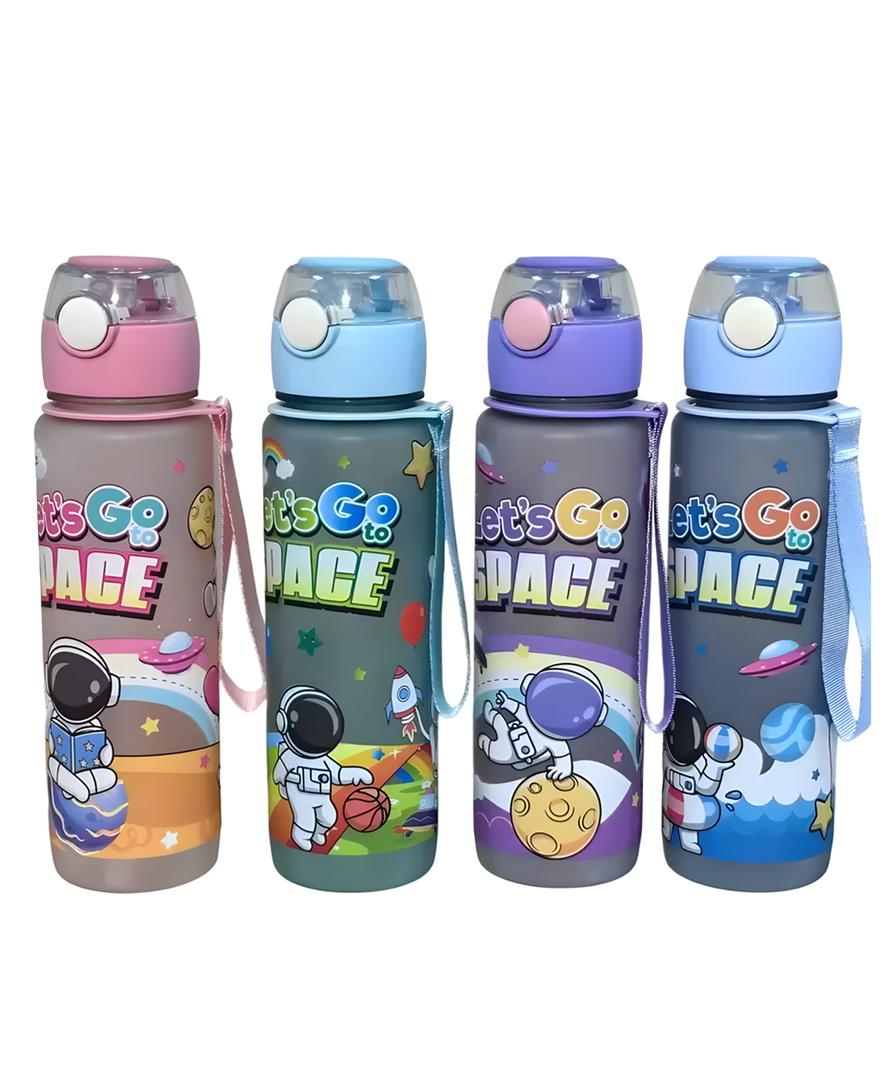 SCHOOLISH 700ML space man plastic water bottle with straw for kids cute school and camping bottle - PACK OF 1 - COLOR MAY VARY-image-34