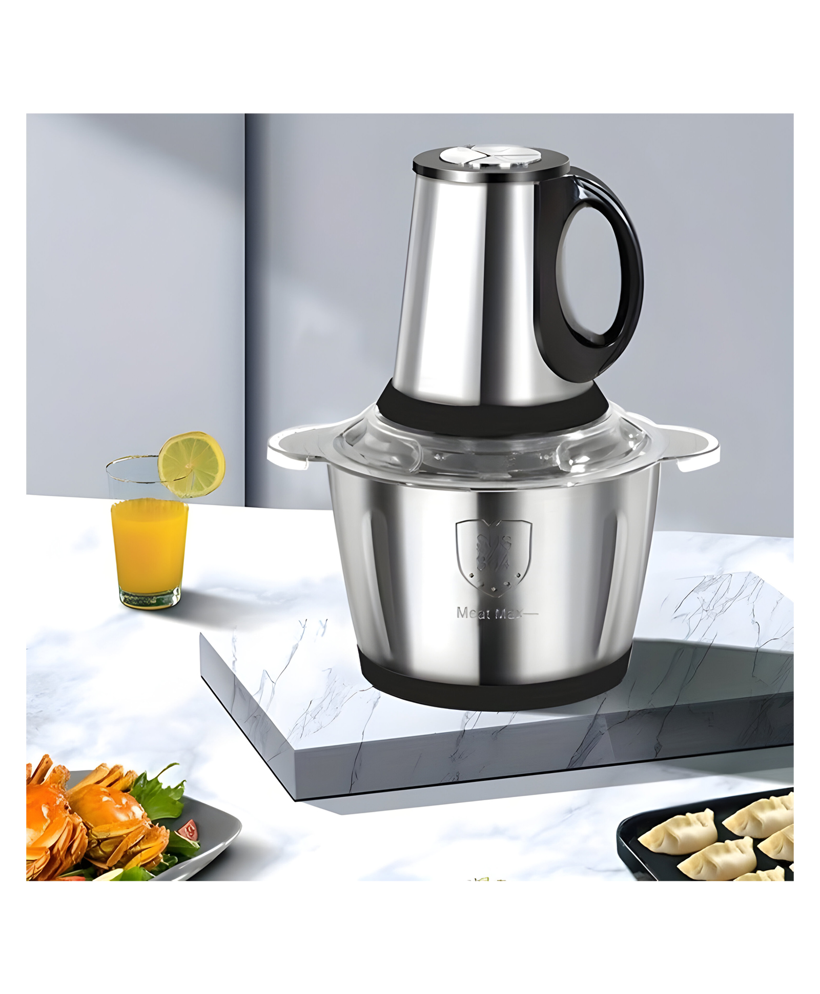 COZY VIBES Stainless Steel Electric Meat Grinders with Bowl for Kitchen Food Chopper Vegetable Fruit Mixer Blender Chopper (Meat Grinder With Handle 2 LTR - PACK OF 1 - COLOR MAY VARY-image-3