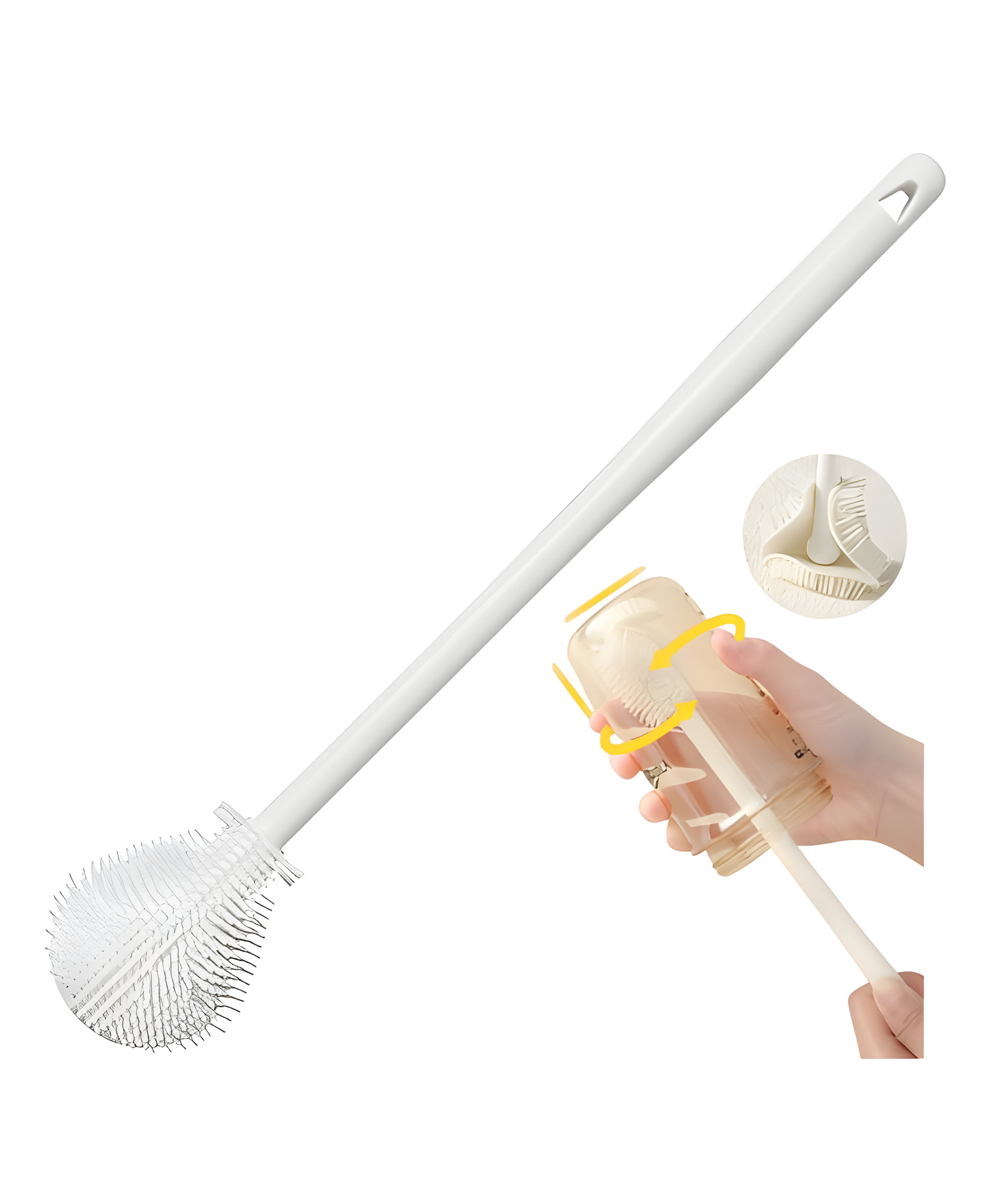 COZY VIBES Multi-Functional Silicone Bottle Cleaning Brush Scrubber Brushes for Cup Cleaner Brush Long Handle Portable Cleaning Brush Soft Water Bottle Brush - PACK OF 1 - COLOR MAY VARY-image-34