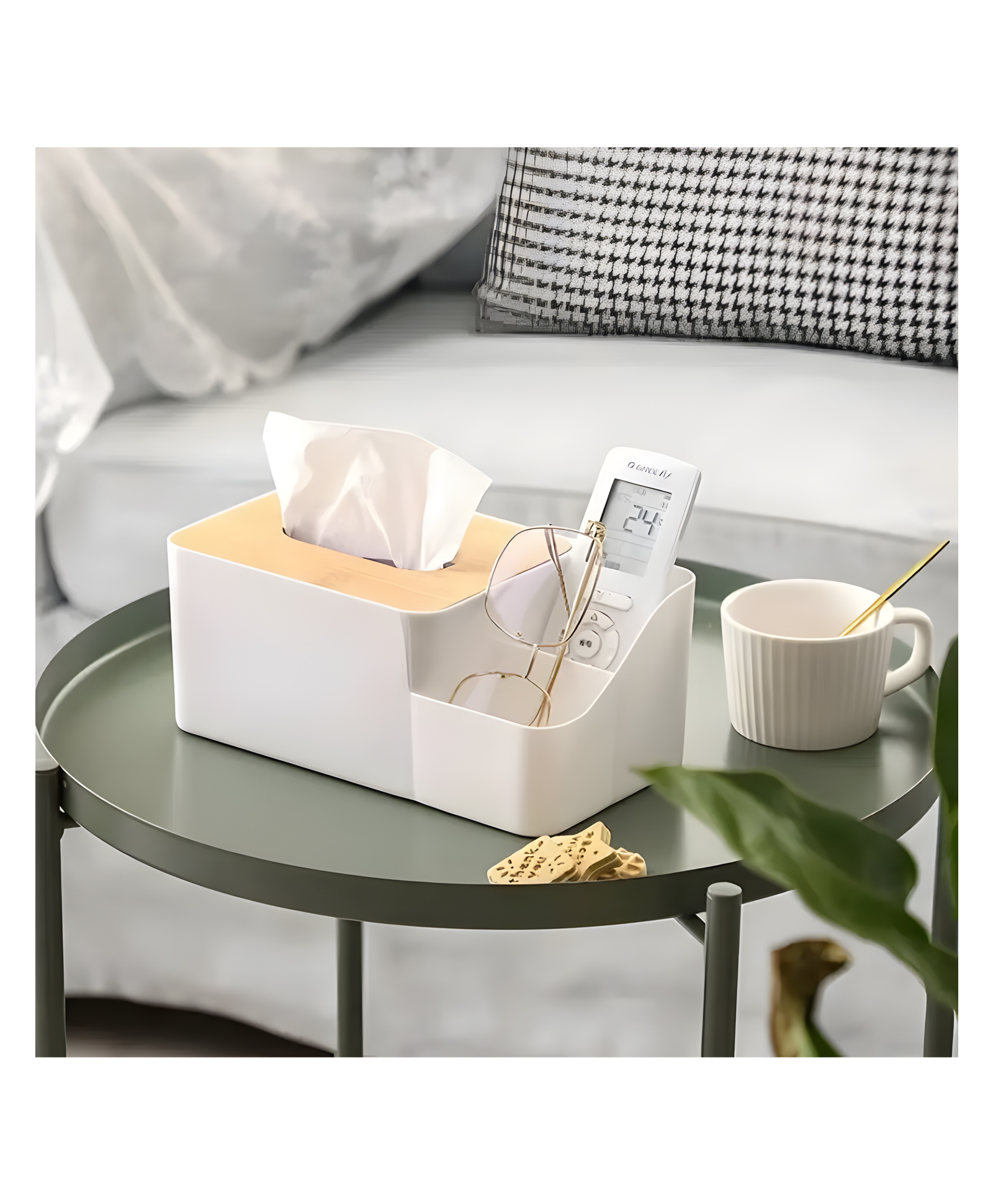 COZY VIBES Desktop Multi-functional Tissue Box, Tissue Box Container, Tissue Holder With Storage, Remote Control Storage Box For Bathroom Living Room Bedroom, Home Essentials, Bathroom Accessories - PACK OF 1 - COLOR MAY VARY-image-27