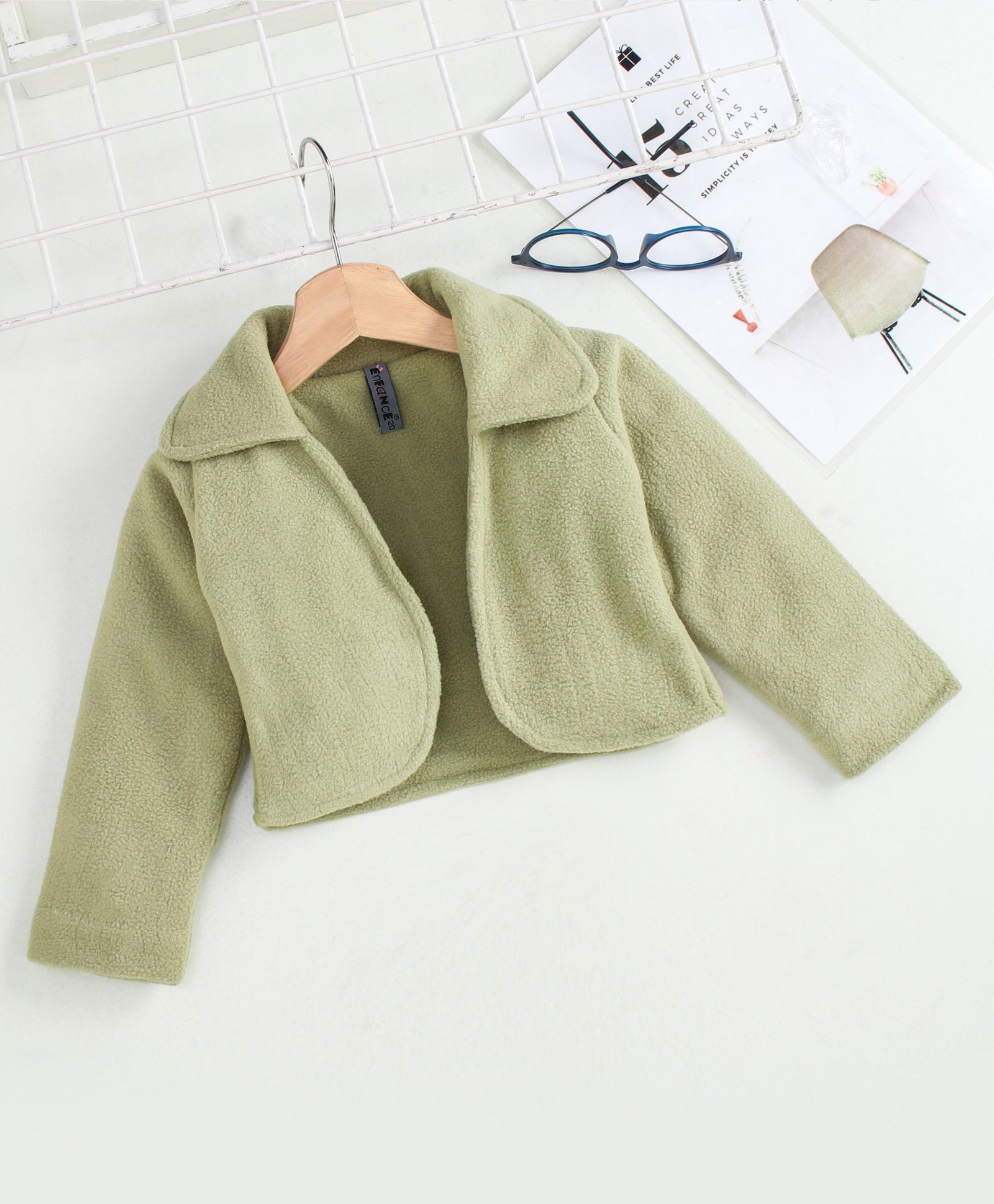 Enfance Full Sleeves Self Designed Jacket - Pista Green-picture-7