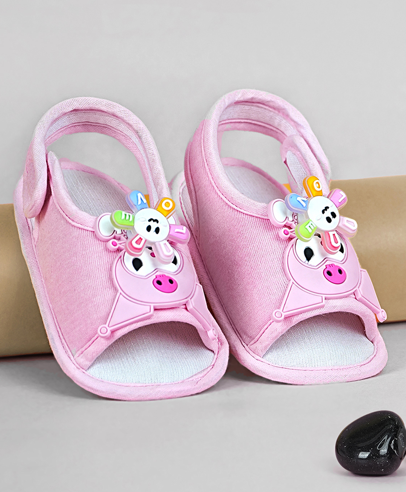 Coco Candy Spinner Applique Detailed Velcro Closure Booties - Pink-picture-34