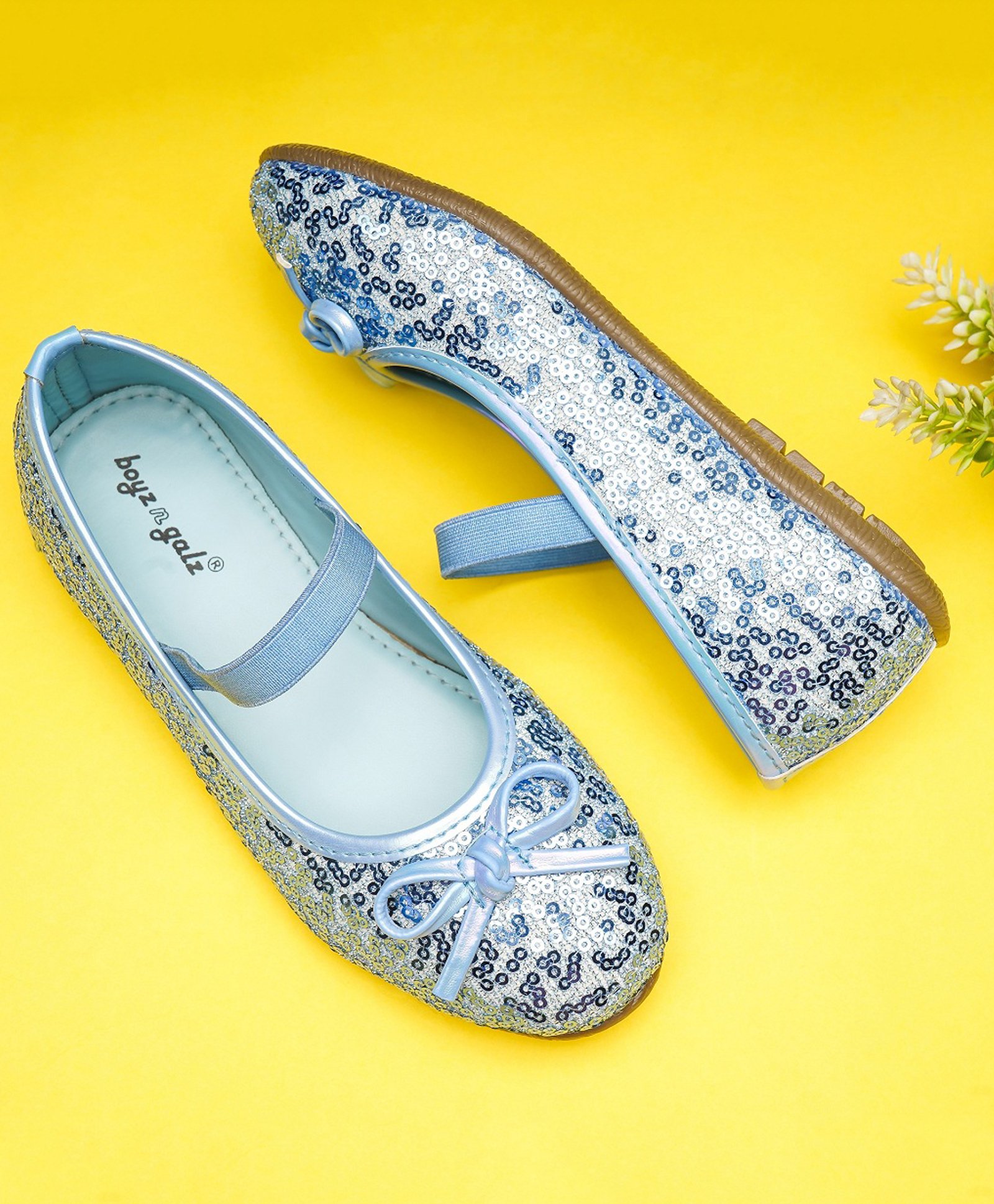 boyz n galz Sequenced Bow Applique Detailed Ballerinas - Sky Blue-image-14