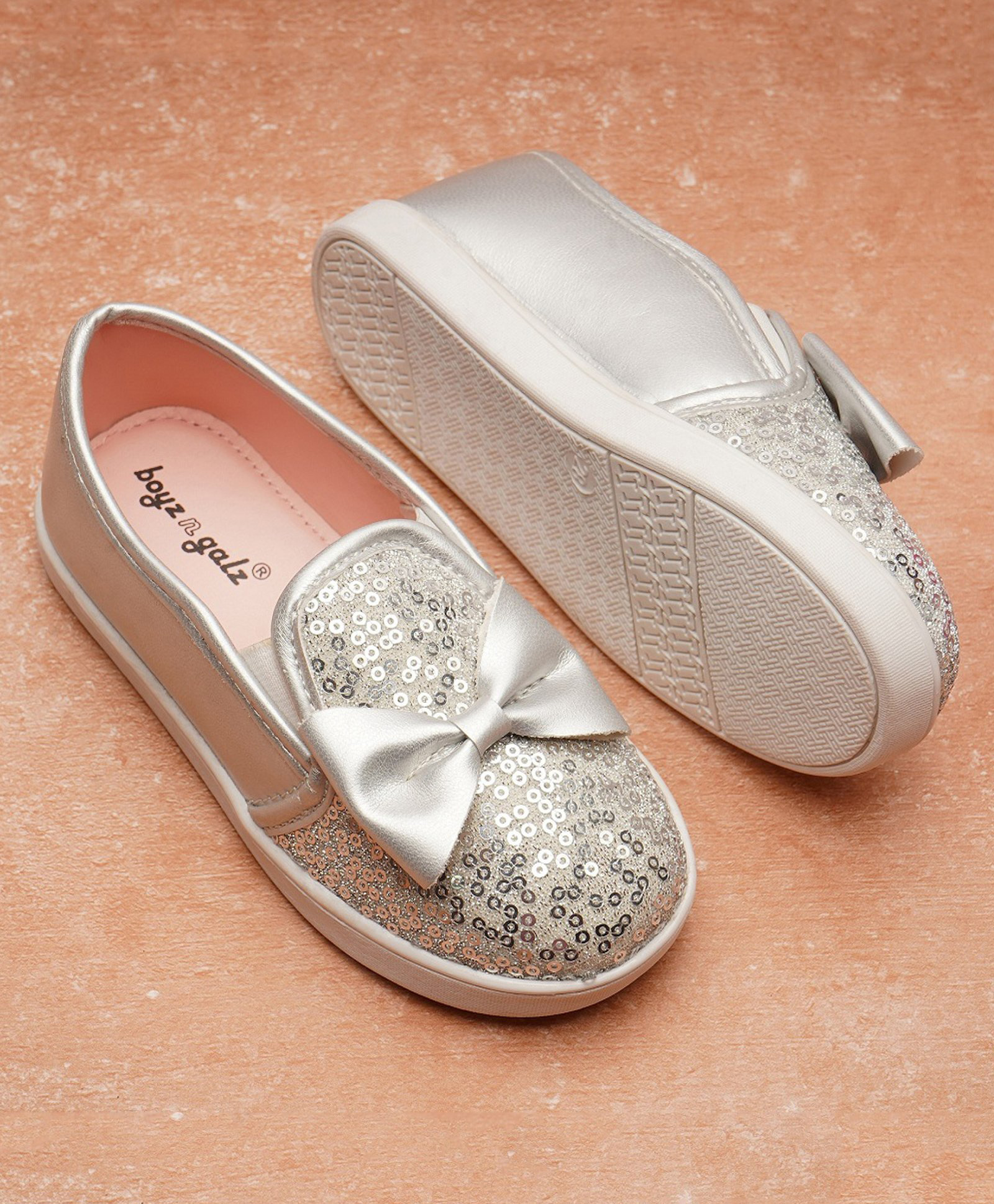 boyz n galz Sequin Embellished &Bow Applique Detailed Shoes - Sliver-picture-14