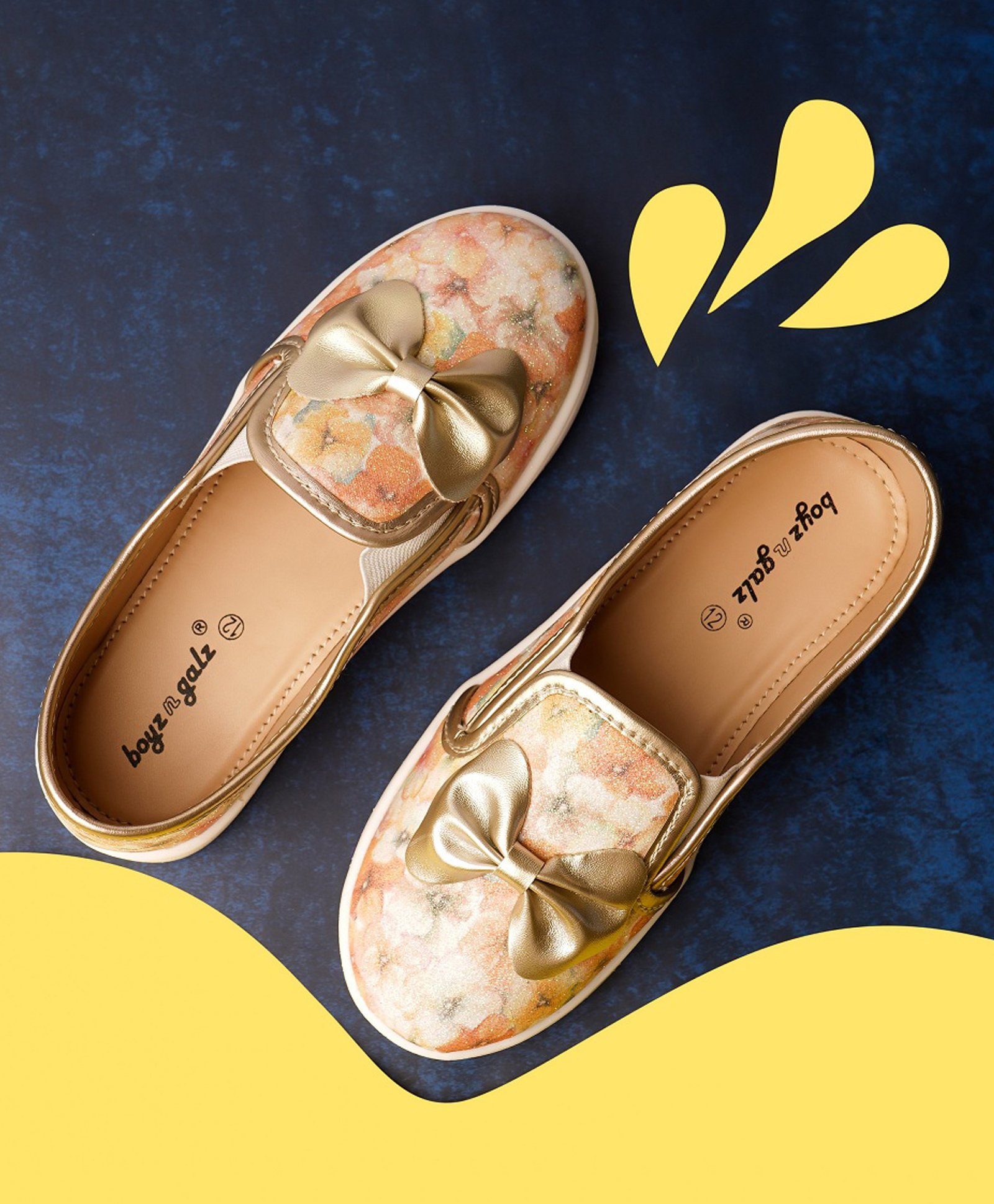 boyz n galz Floral Bow Applique Detailed Casual Shoes - Gold-picture-27