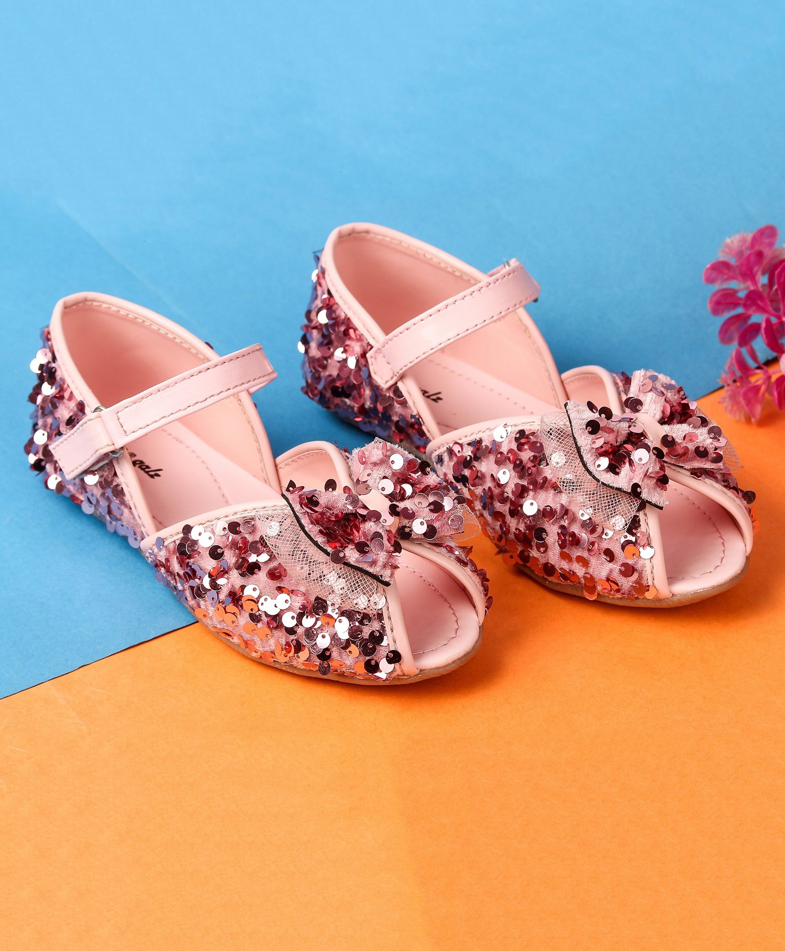boyz n galz Sequin Embellished &Bow Applique Detailed Ballerinas - Pink-image-29