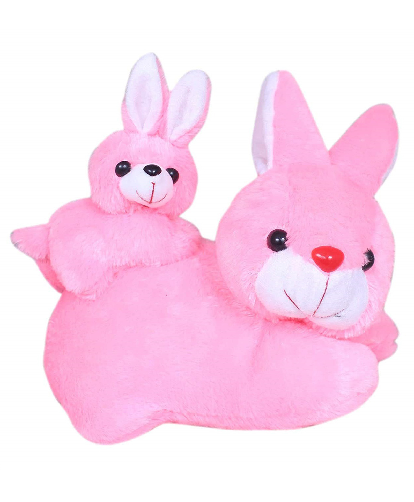Tickles Mother with Baby Rabbit Soft Stuffed Animal Plush Toy Set for Girls Boys Baby and Kids (Color: Pink Length 28 cm Made in India)-image-47