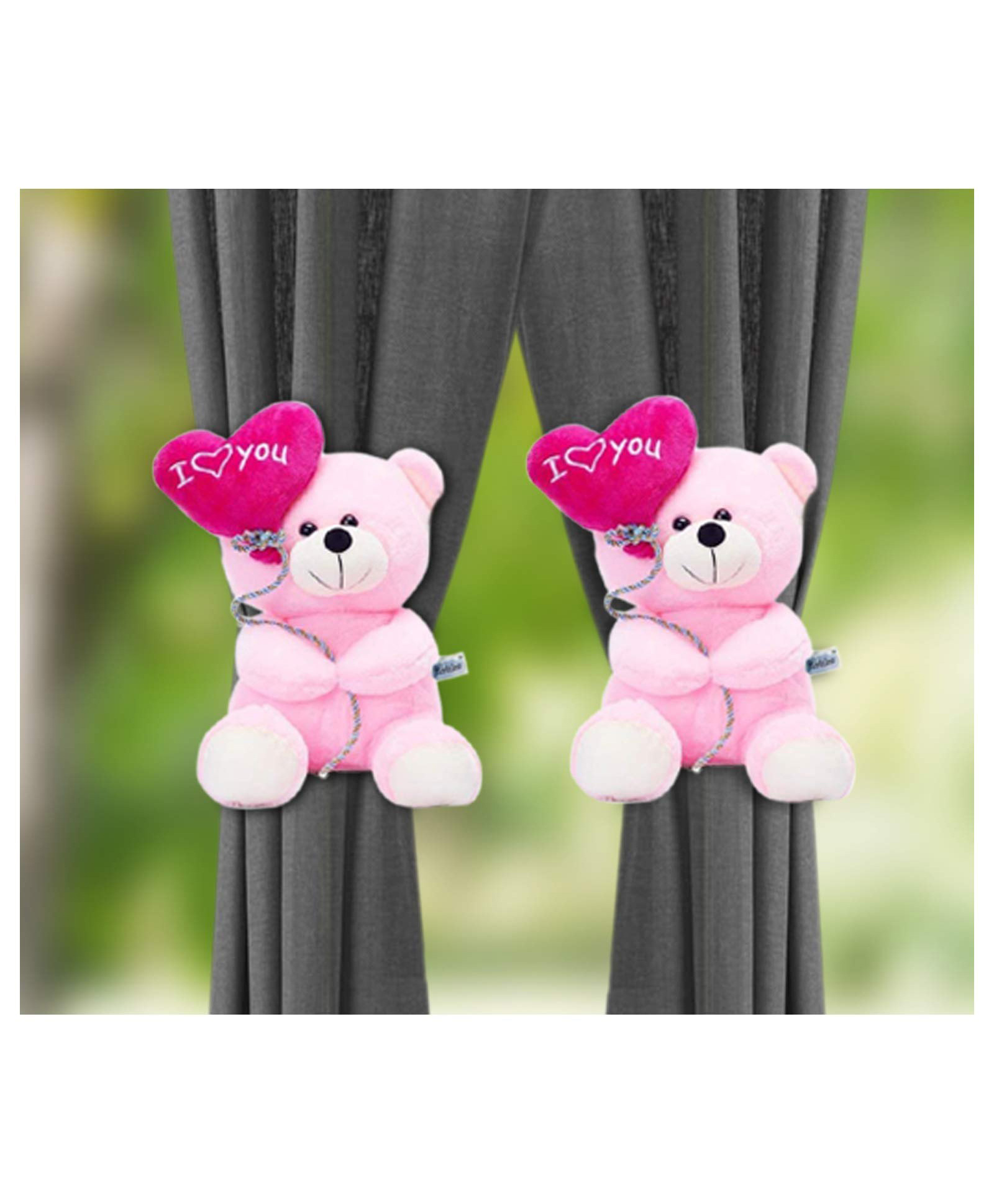 Tickles 2 Pcs Soft Plush Animal Toy Curtain Tiebacks Holder Clip for Children Kids Living Room Accessories Window Curtain (Height 18 cm Color: Pink)-image-18