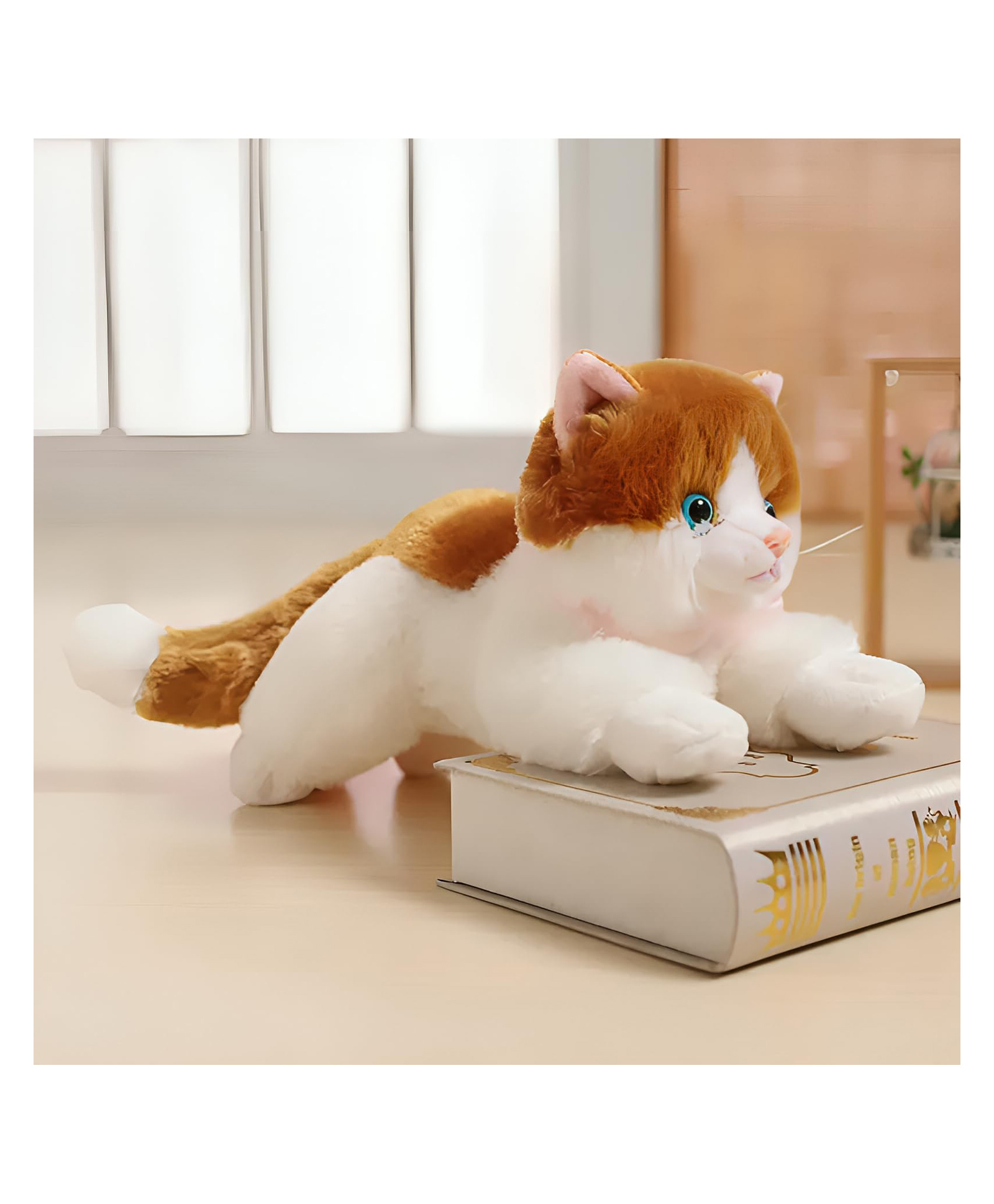 Tickles Cat Soft Stuffed Plush Animal Toy for Kids Boys & Girls (Length 30 cm Color: White and Orange)-image-33