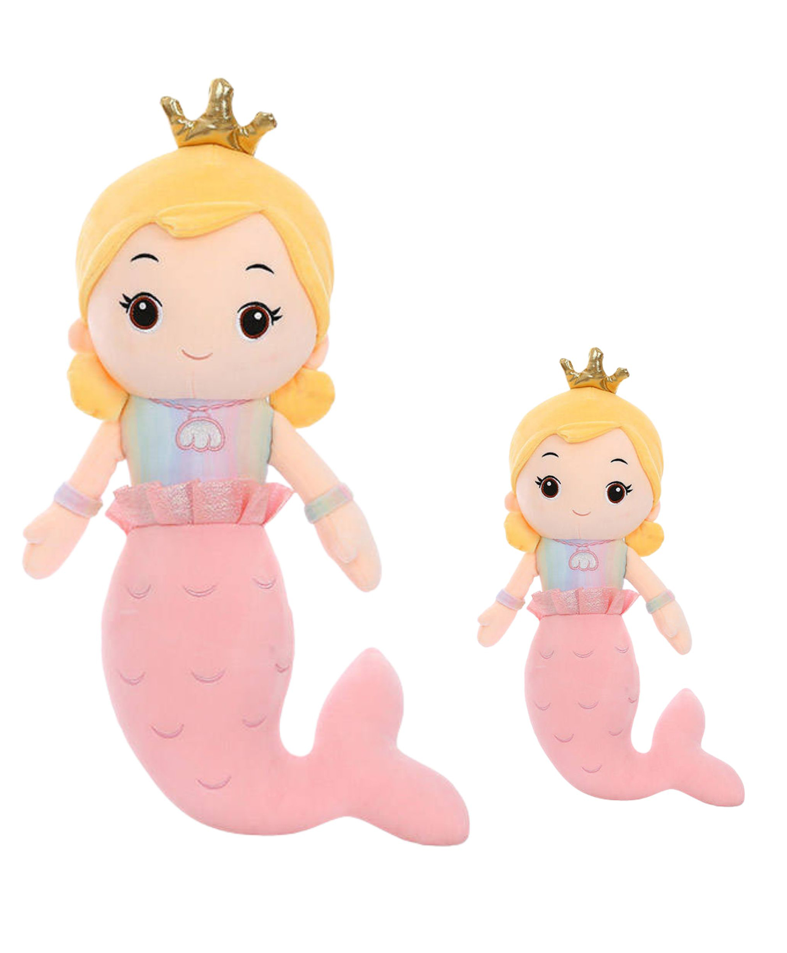 Tickles Mother with Daughter Mermaid Soft Doll Stuffed Plush Toy for Kids Mother Length 50 cm and Daughter Length 30 cm (Color: Pink)-picture-15