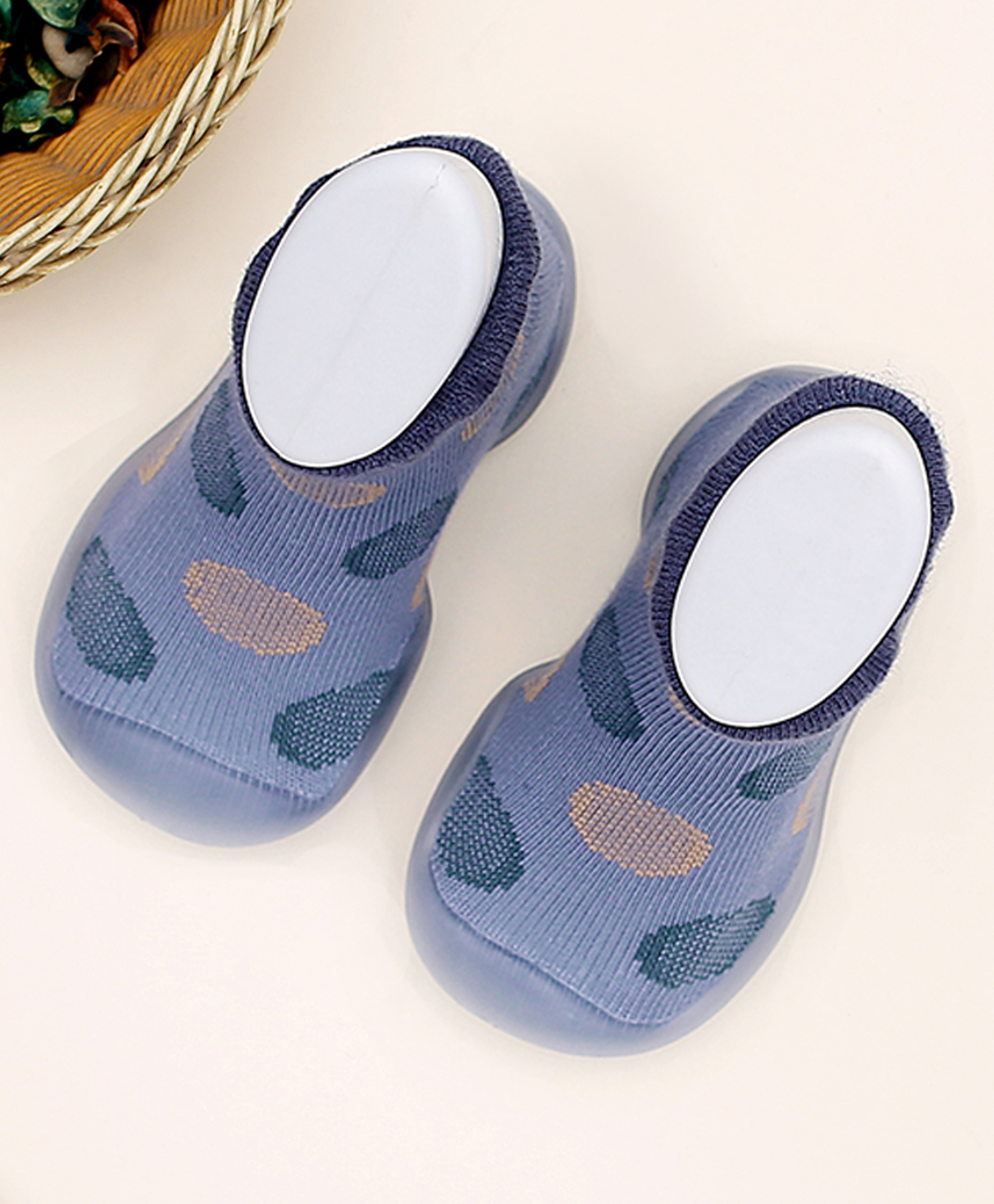 Infantso Polka Dot Anti-Skid Cotton Socks Shoes with Rubber Sole for Walking Babies & Toddlers - Blue-image-43