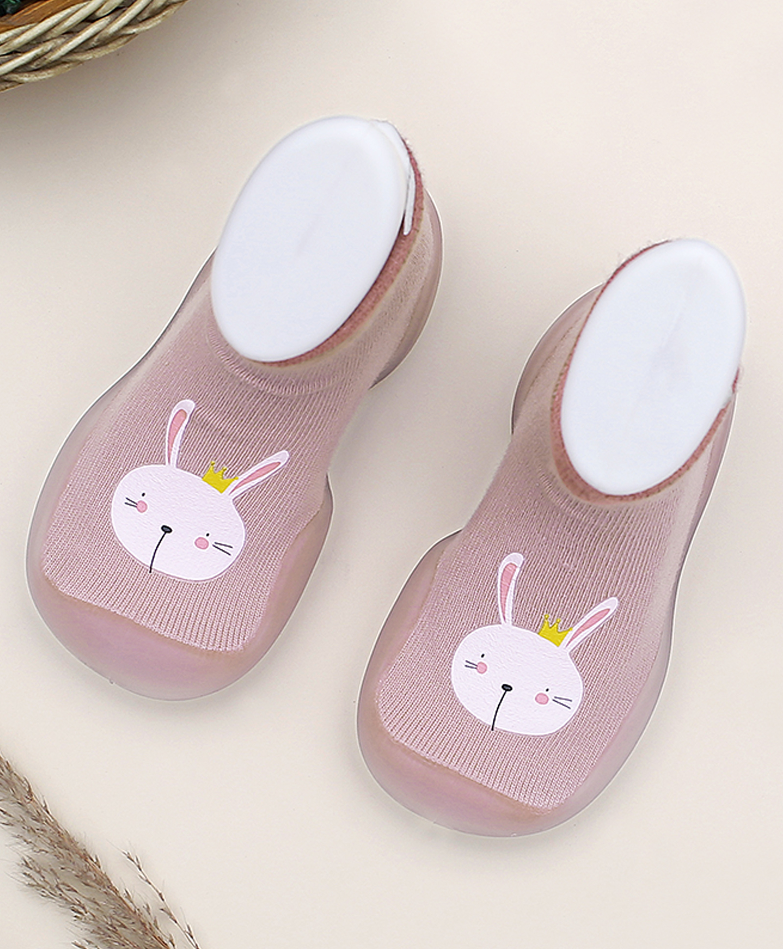 Infantso Cuddle Creatures Anti-Skid Cotton Socks Shoes with Rubber Sole for Walking Babies & Toddlers - Pink-image-46