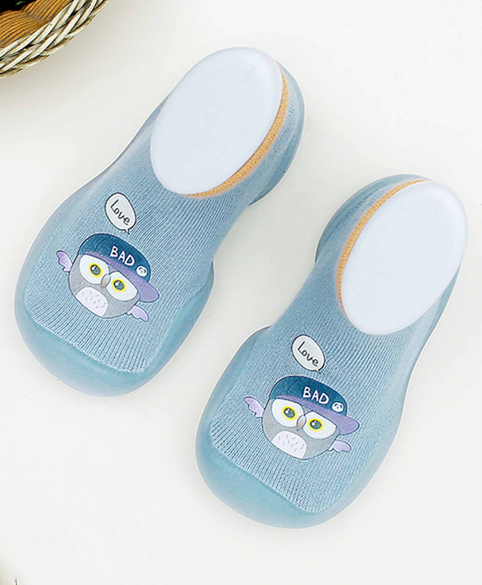 Infantso Cuddle Creatures Anti-Skid Cotton Socks Shoes with Rubber Sole for Walking Babies & Toddlers - Blue-picture-28
