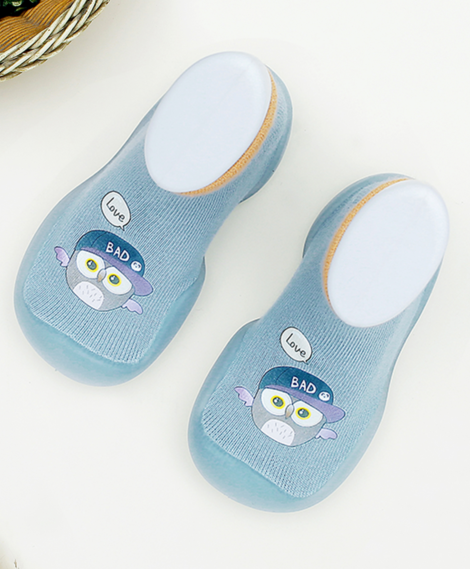 Infantso Cuddle Creatures Anti-Skid Cotton Socks Shoes with Rubber Sole for Walking Babies & Toddlers - Blue-picture-14