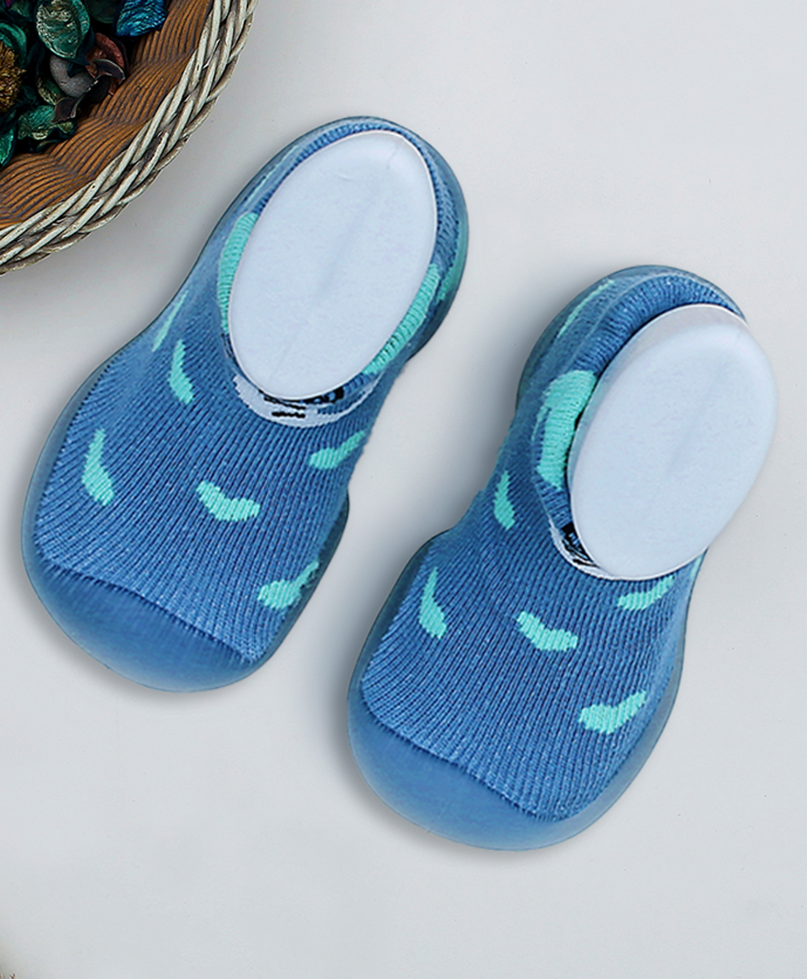 Infantso Forest Feet Anti-Skid Cotton Socks Shoes with Rubber Sole for Walking Babies & Toddlers - Light Blue-image-20