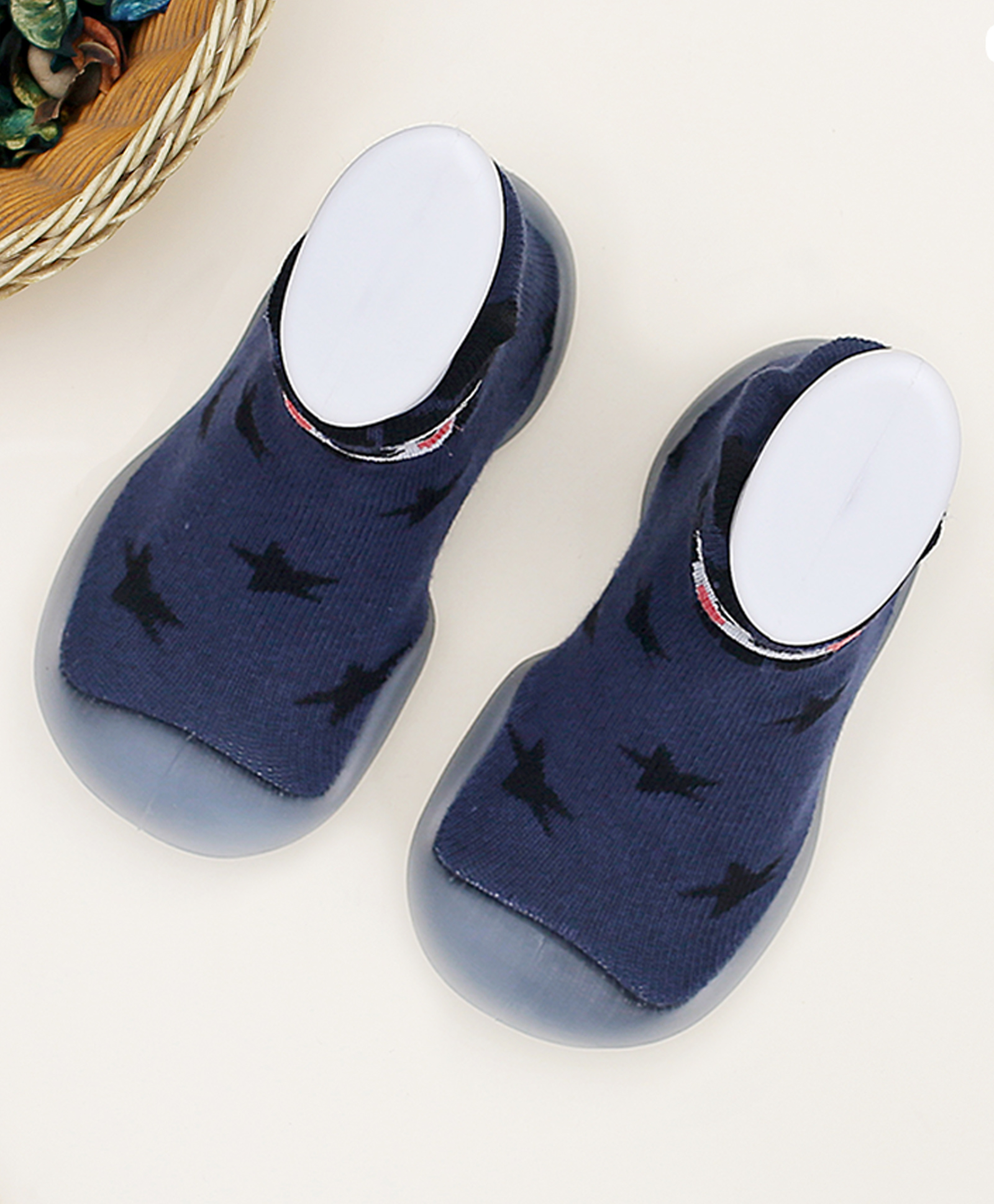 Infantso Forest Feet Anti-Skid Cotton Socks Shoes with Rubber Sole for Walking Babies & Toddlers - Dark Blue-image-4