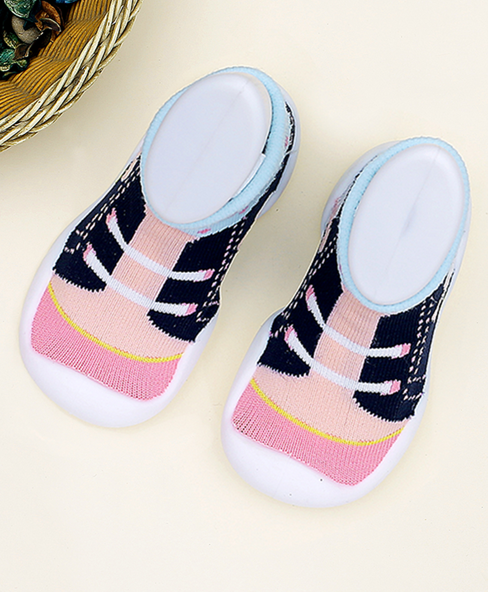 Infantso Candy Lace Anti-Skid Cotton Socks Shoes with Rubber Sole for Walking Babies & Toddlers - Pink-image-45