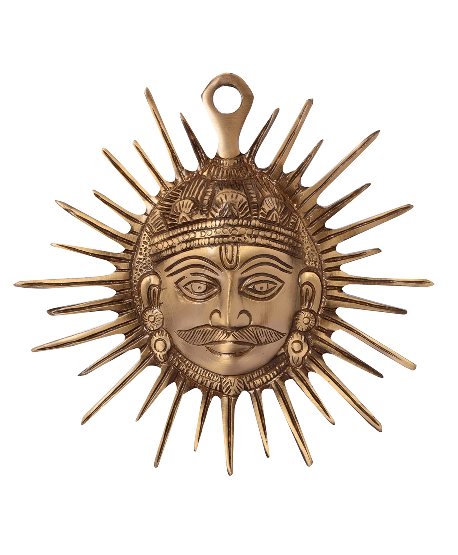 eCraftIndia Smiling Surya Brass Wall Hanging-image-43