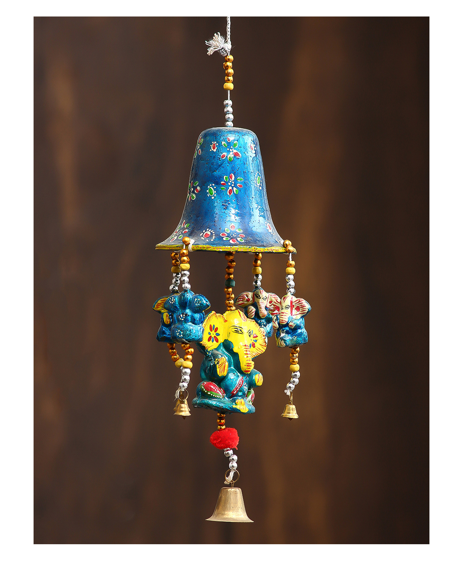 eCraftIndia Handcrafted Decorative Lord Ganesha Wall/Door/Window Hanging Bells-picture-13