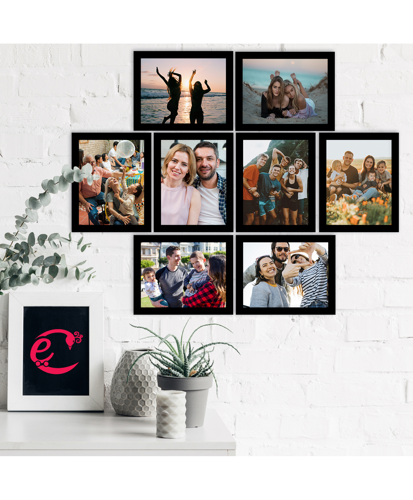 eCraftIndia Memory Wall Collage Photo Frame - Set of 8 Photo Frames for 8 Photos of 8"x10"