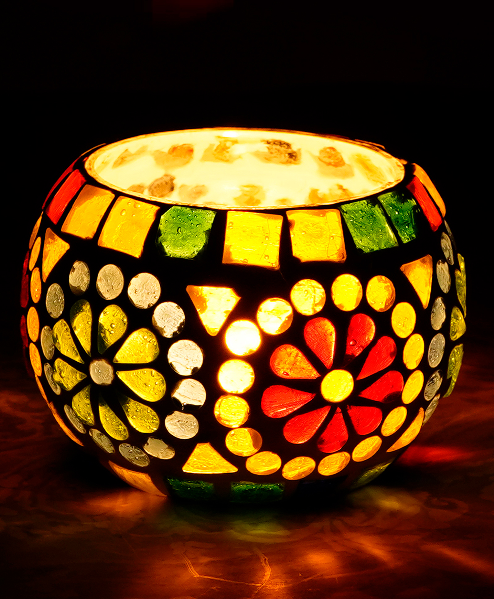 eCraftIndia Mosaic Glass Decorative Tea Light Holder/Diya-image-25