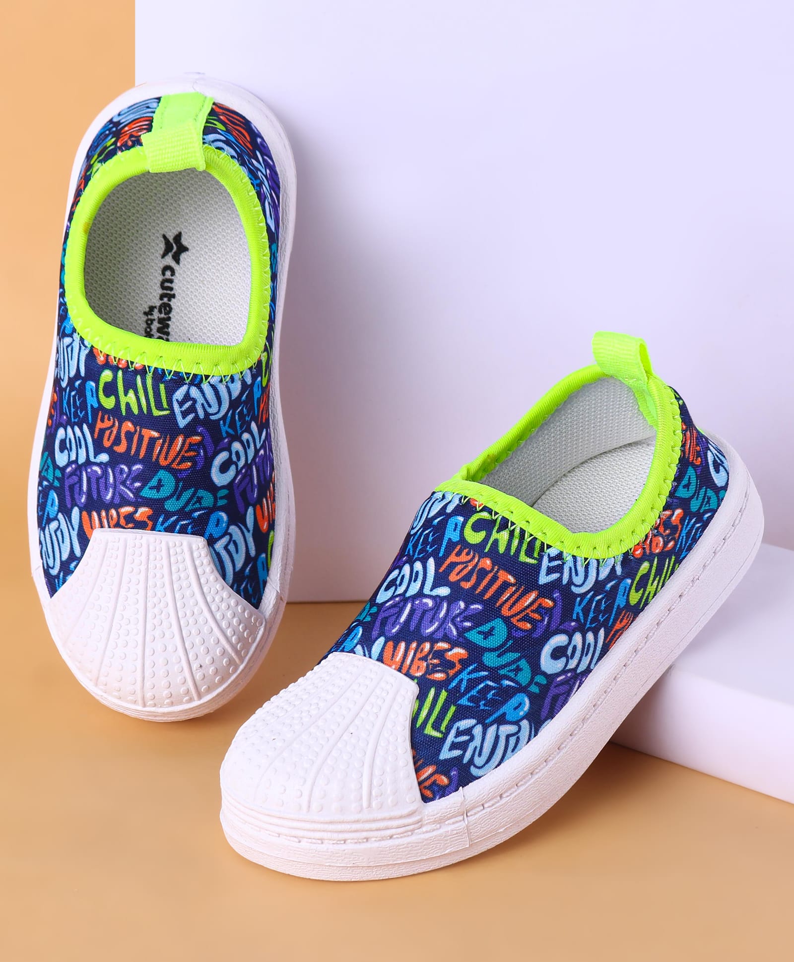 Cute Walk by Babyhug Slip On Casual Shoes With Text Print - Blue-image-21