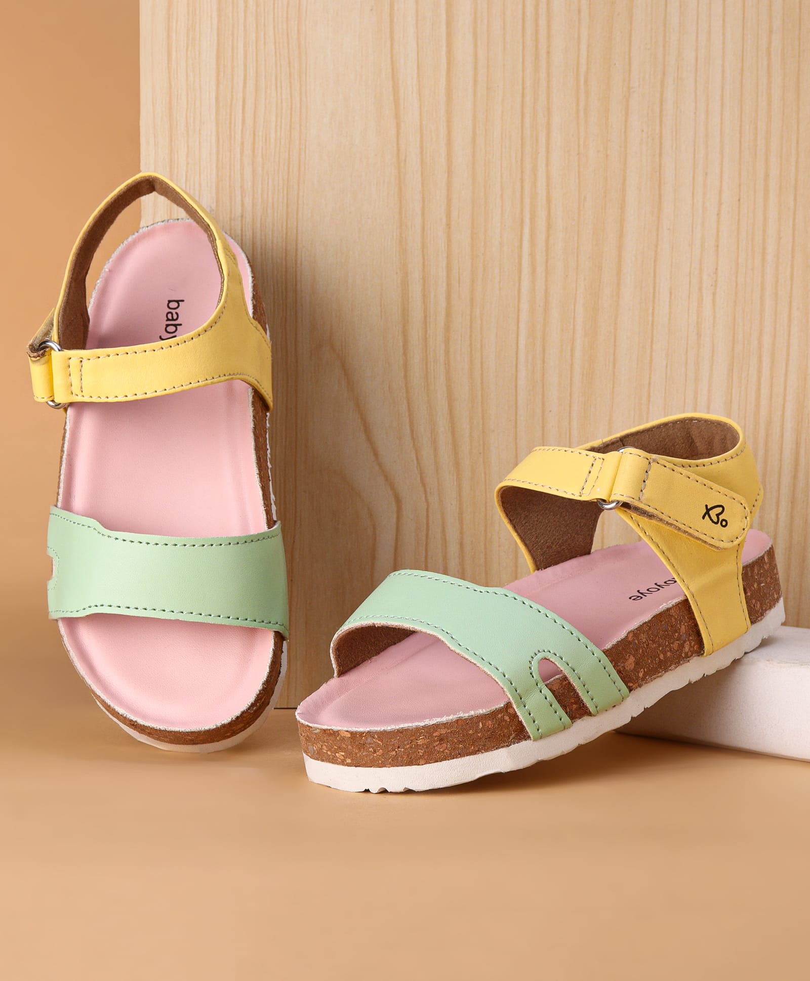 Babyoye Velcro Closure Sandals - Yellow & Sea Green-image-30