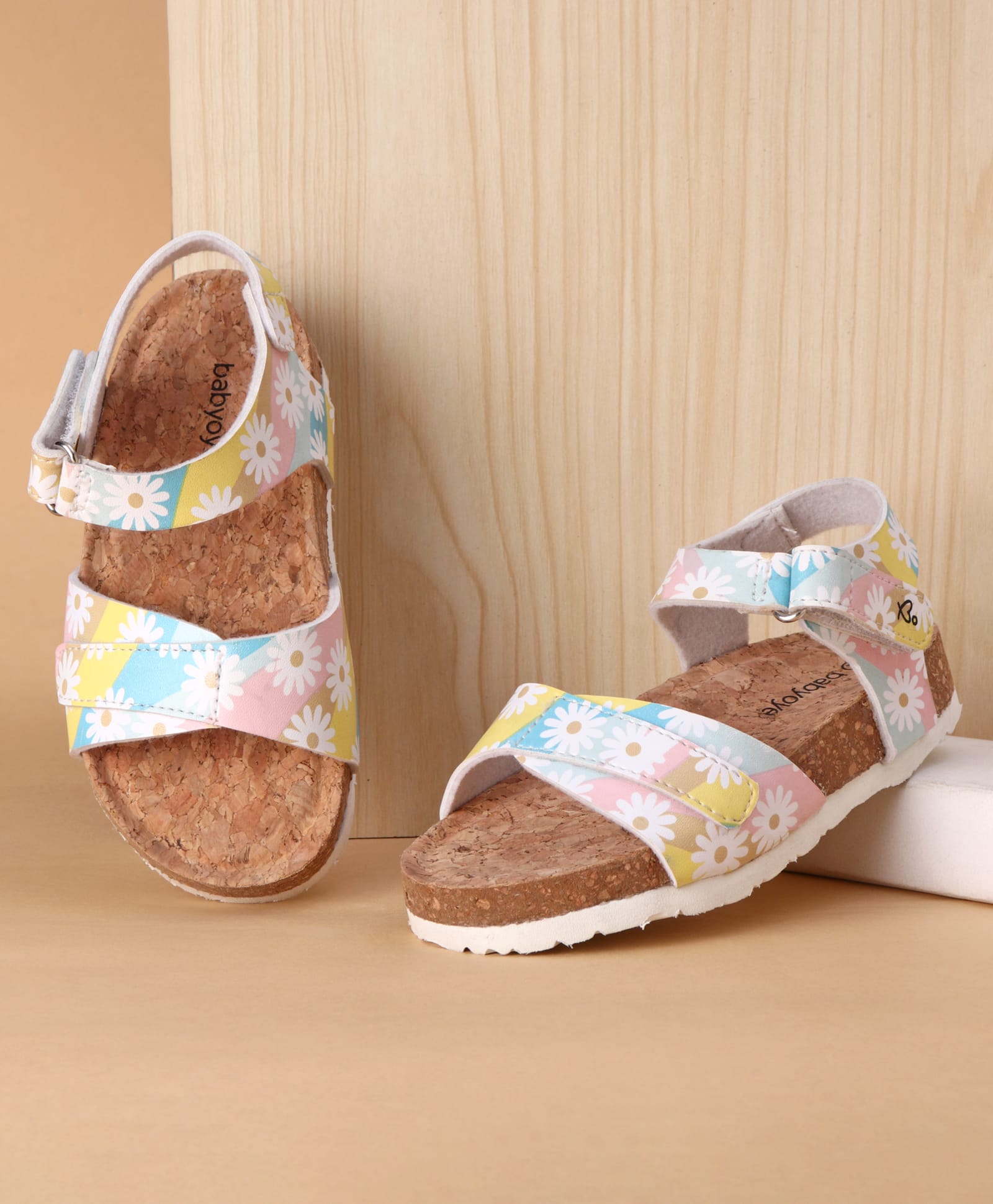 Babyoye Velcro Closure Floral Printed Sandals - Multicolor-image-16