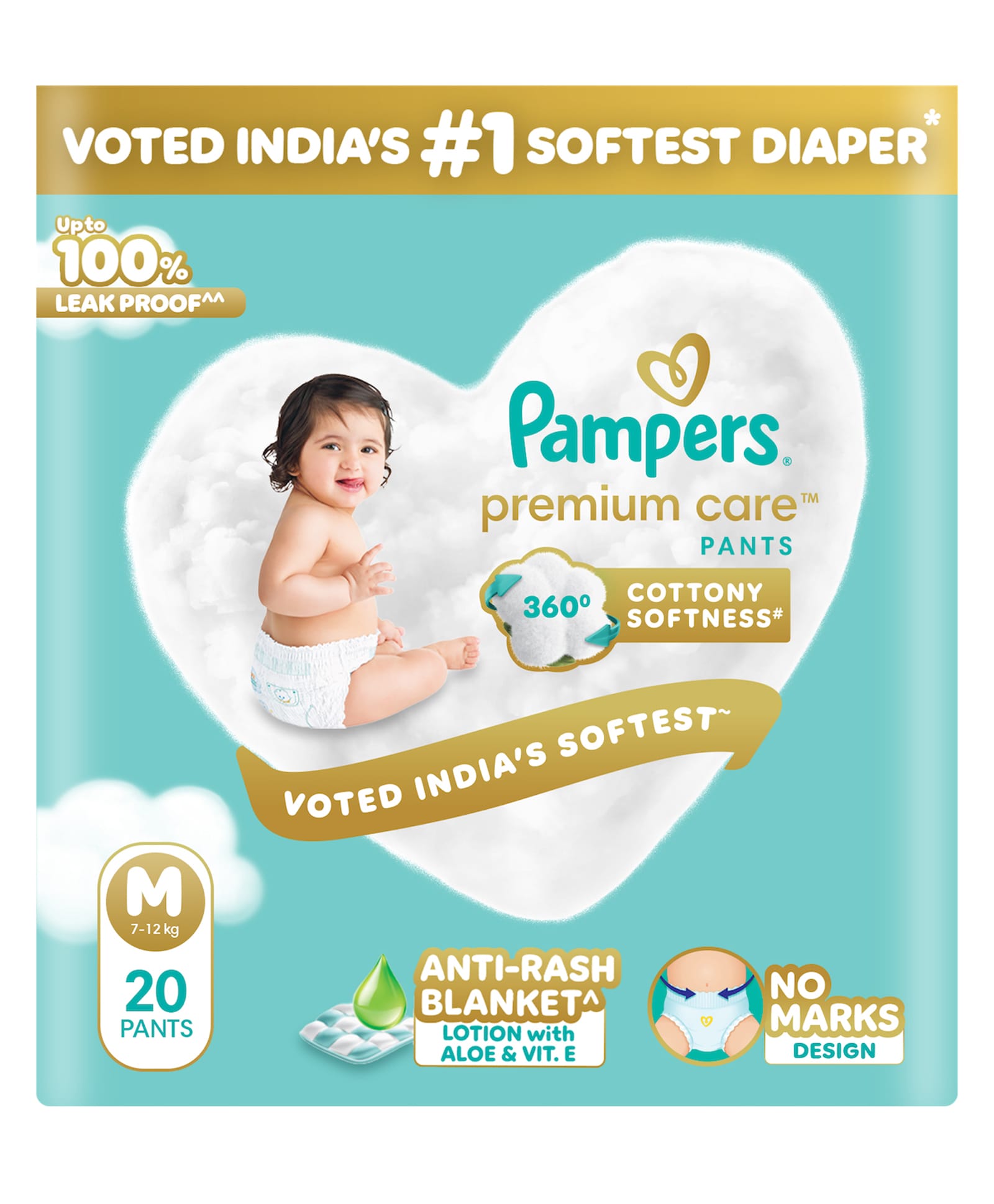 Pampers Premium Care Pants Style Baby Diapers Medium Size - 20 Pieces-picture-49