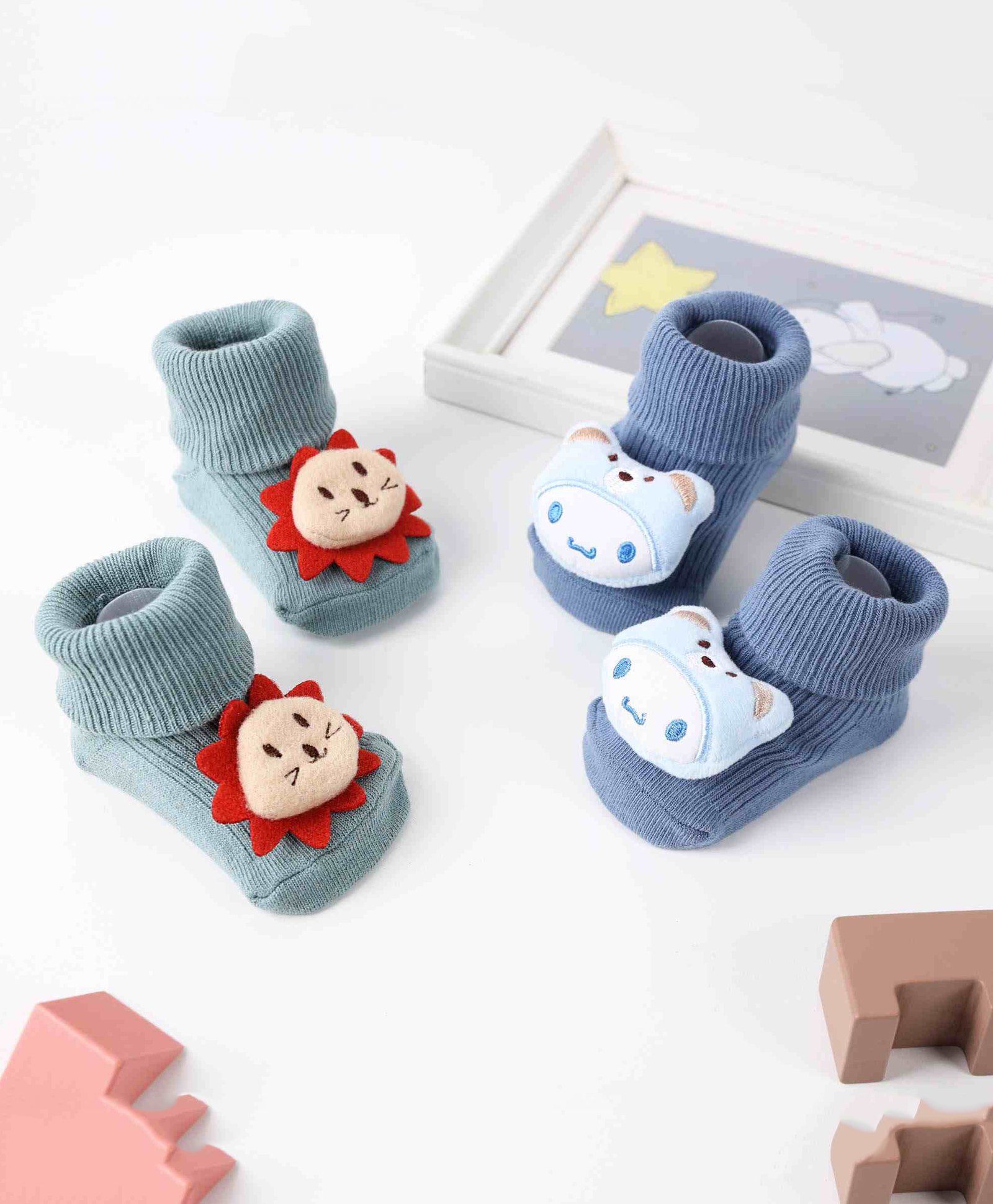 Kicks & Crawl Pack Of 2 Safari Pals Socks - Grey-image-12
