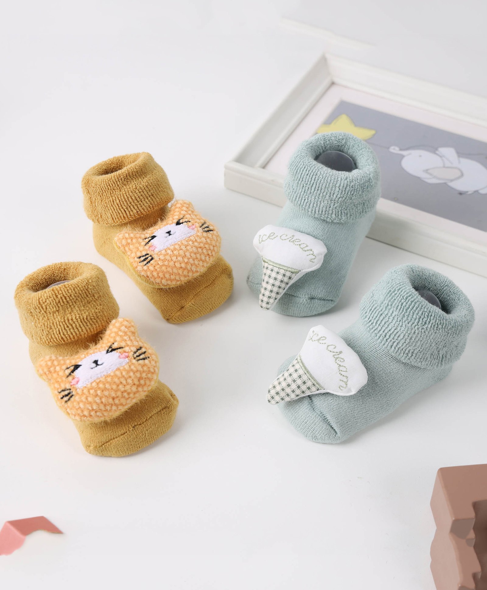 Kicks & Crawl Pack Of 2 Scoop Paws Socks - Yellow & Grey-image-40